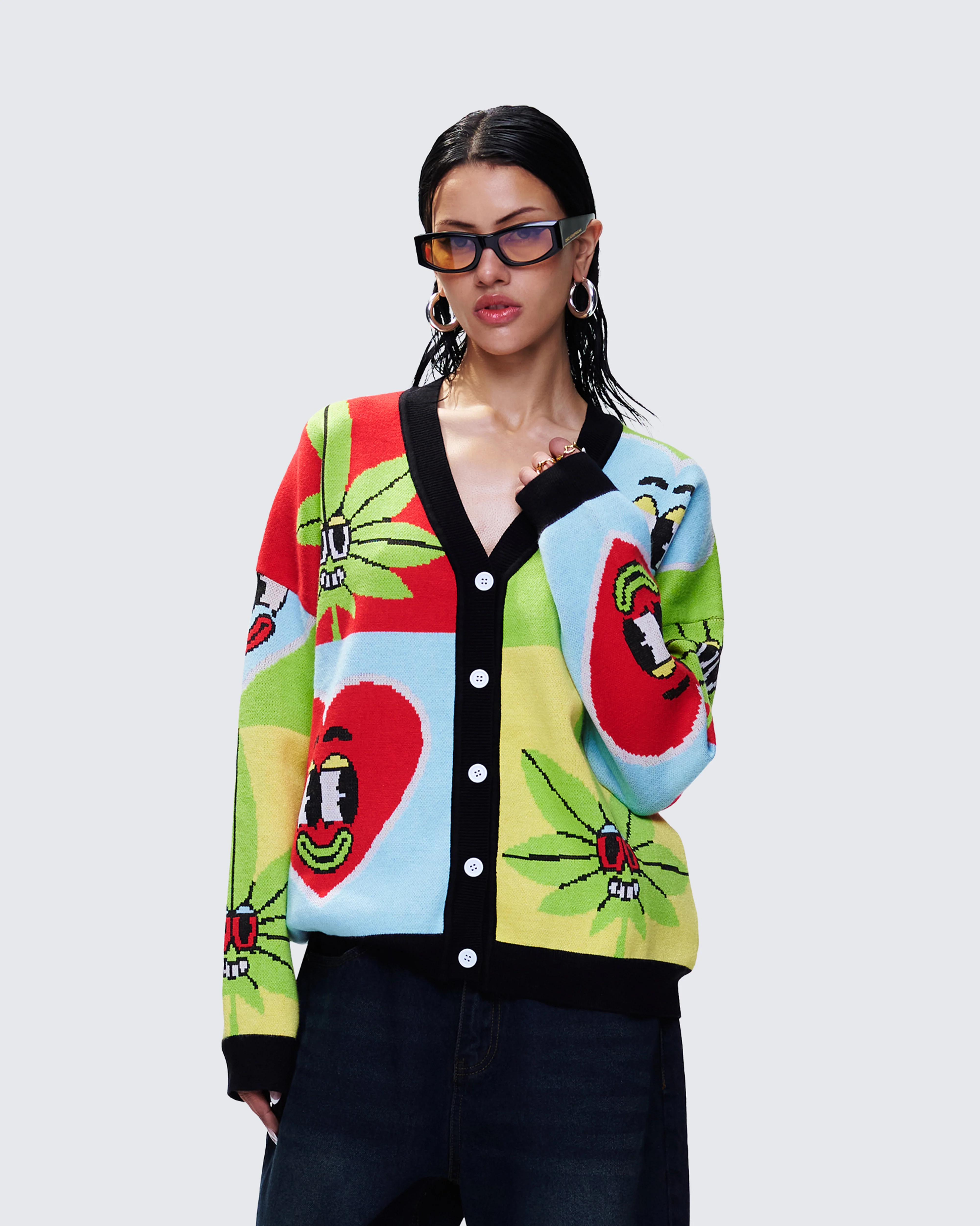 Cyrielle Multi Pop Art Sweater Knit Cardigan - Image 3