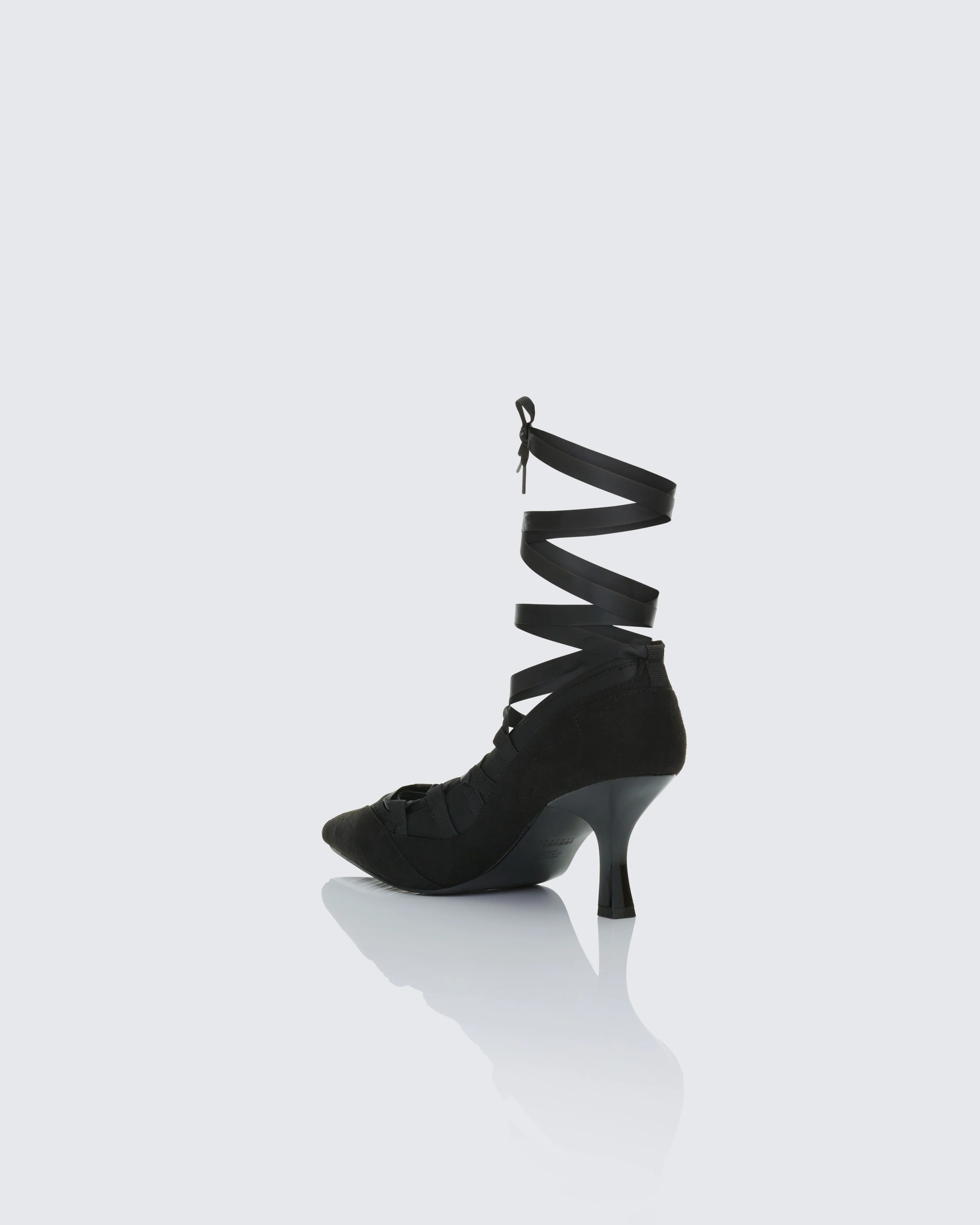 Dahlia Black Lace up Ballet Pump - Image 3