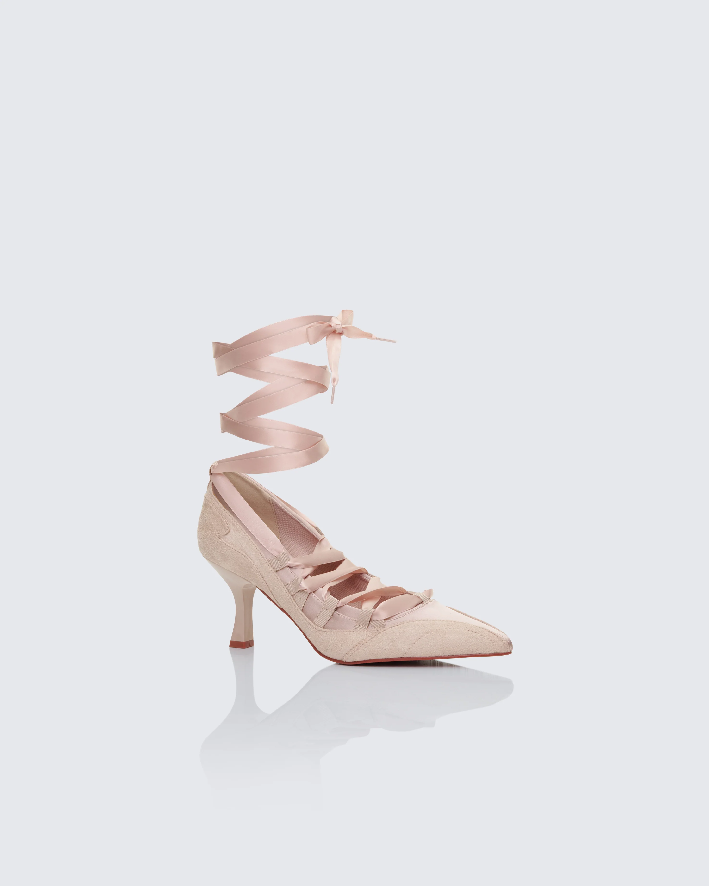 Dahlia Blush Lace up Ballet Pump - Image 2