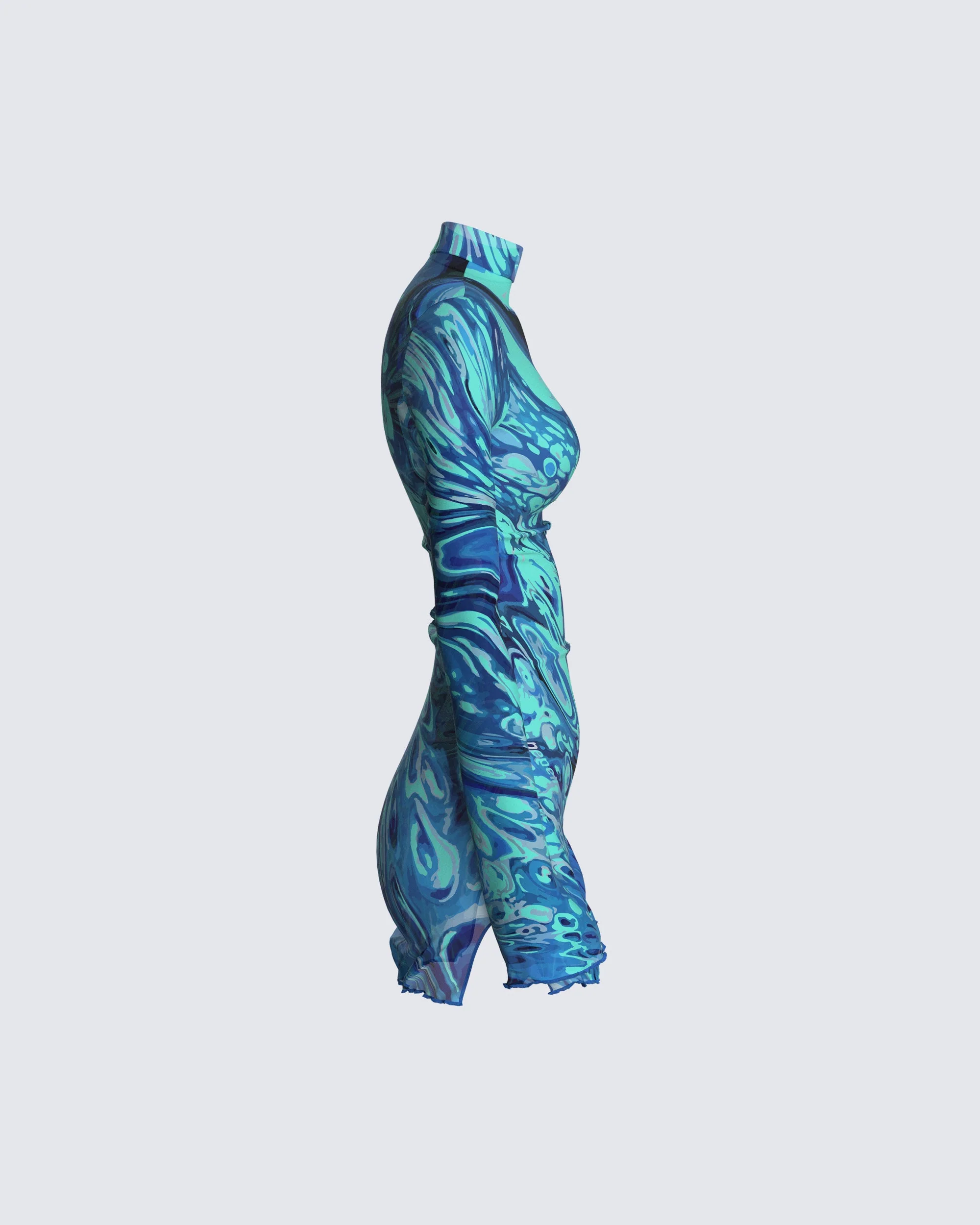 Dakota Turquoise Print Mini Dress - Image 2