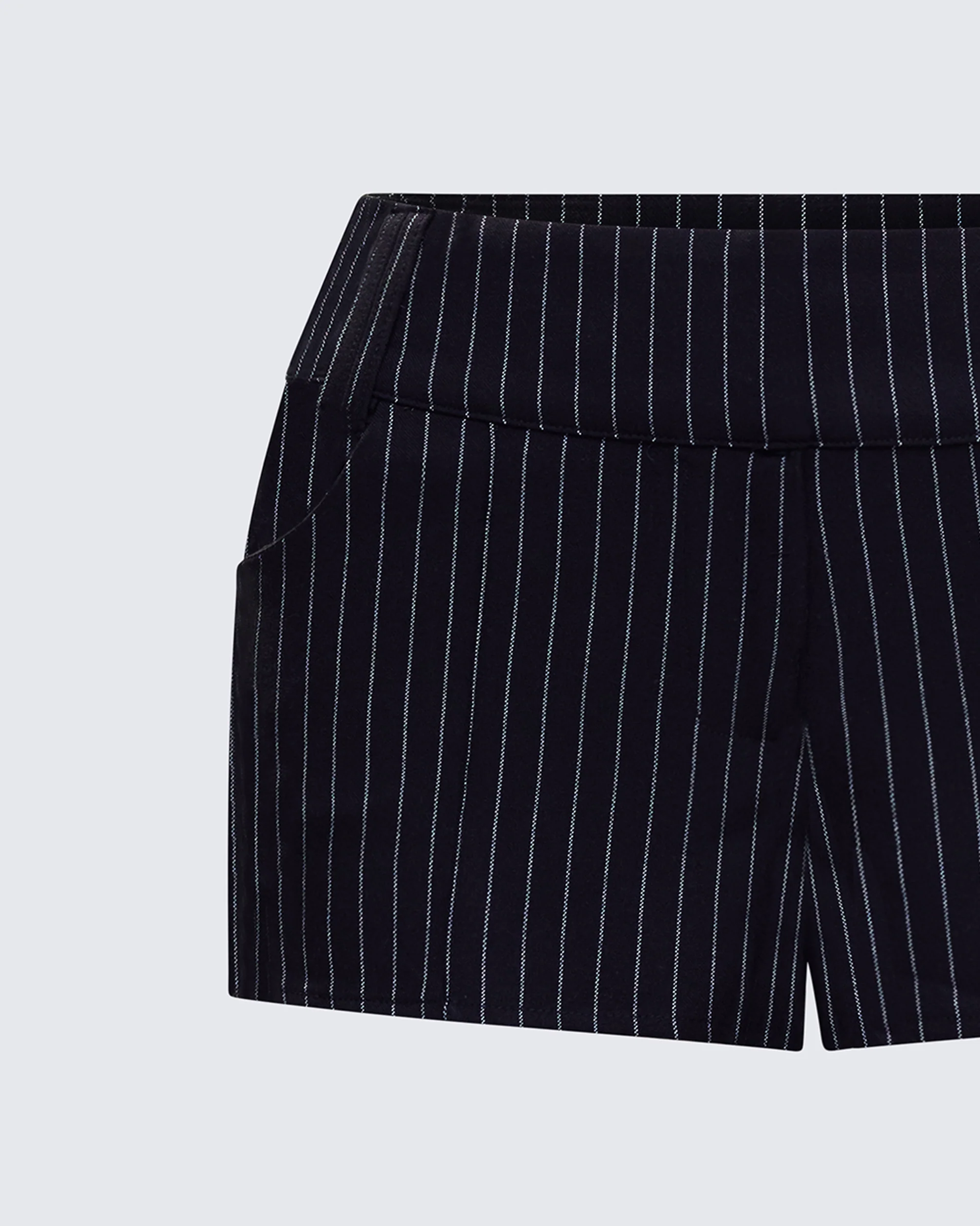 Damla Black Pinstriped Shorts - Image 6