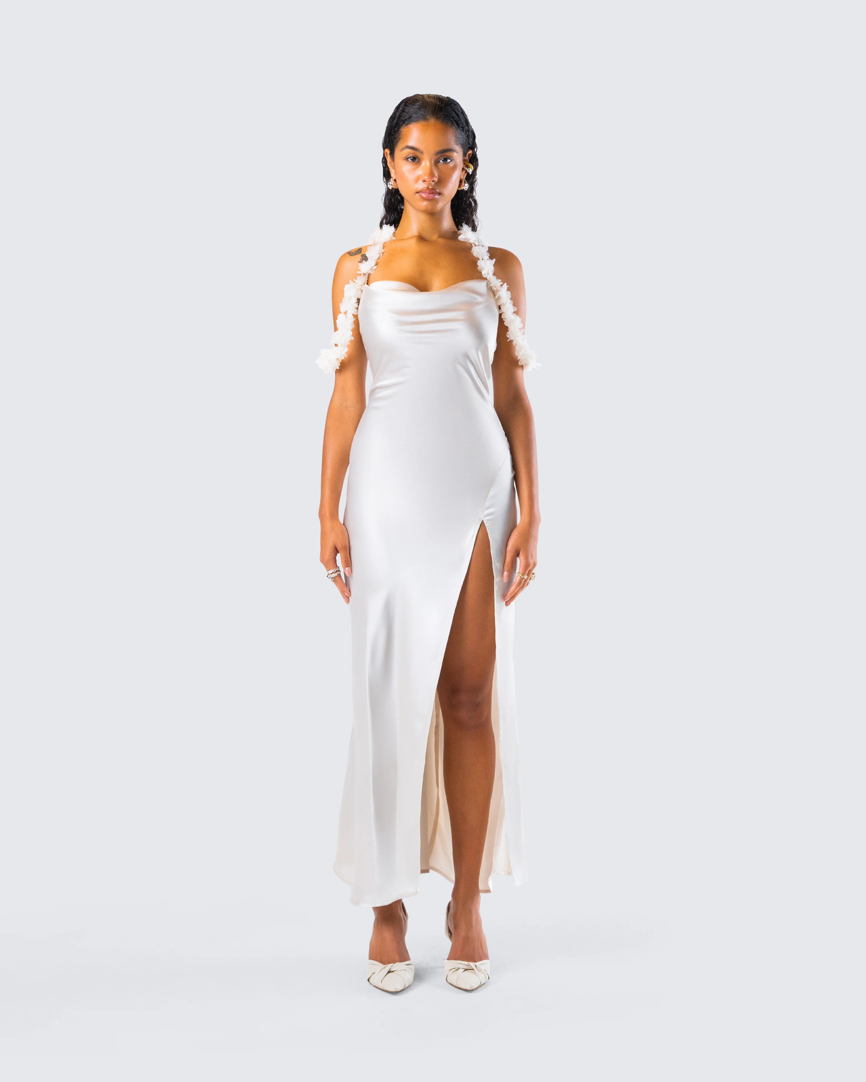 Danu Ivory Floral Applique Gown - Image 4