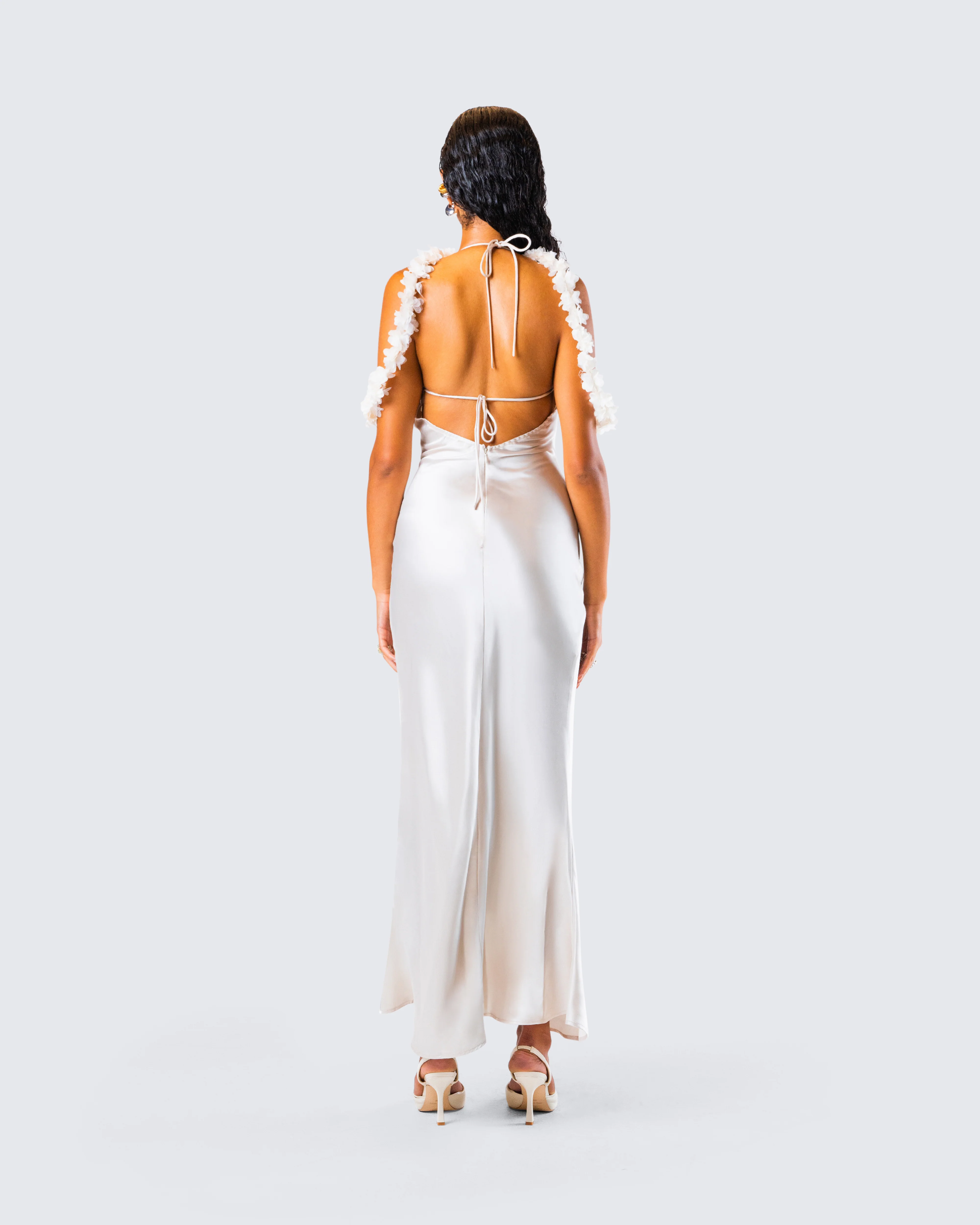 Danu Ivory Floral Applique Gown - Image 7