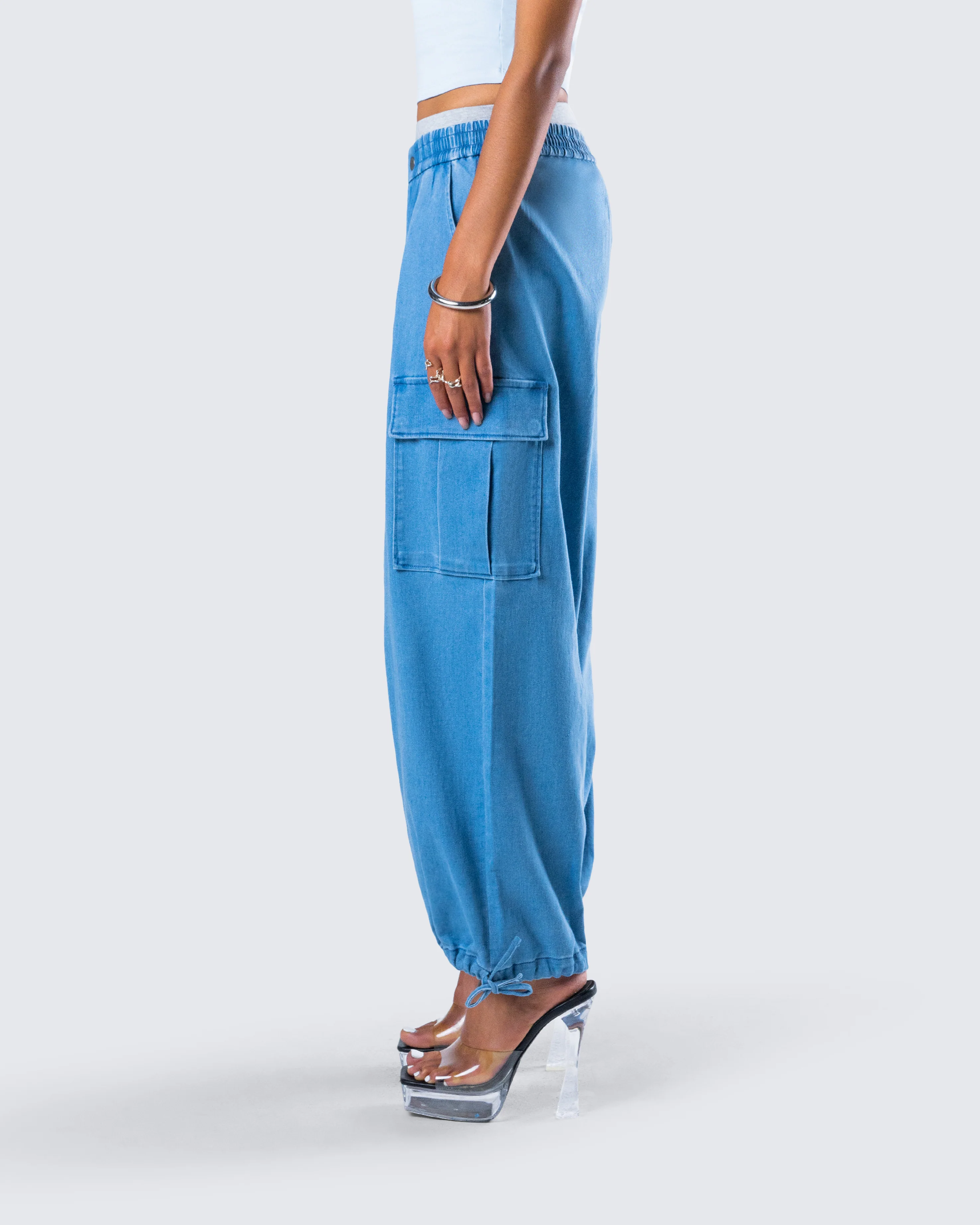 Darby Blue Denim Parachute Pant - Image 6