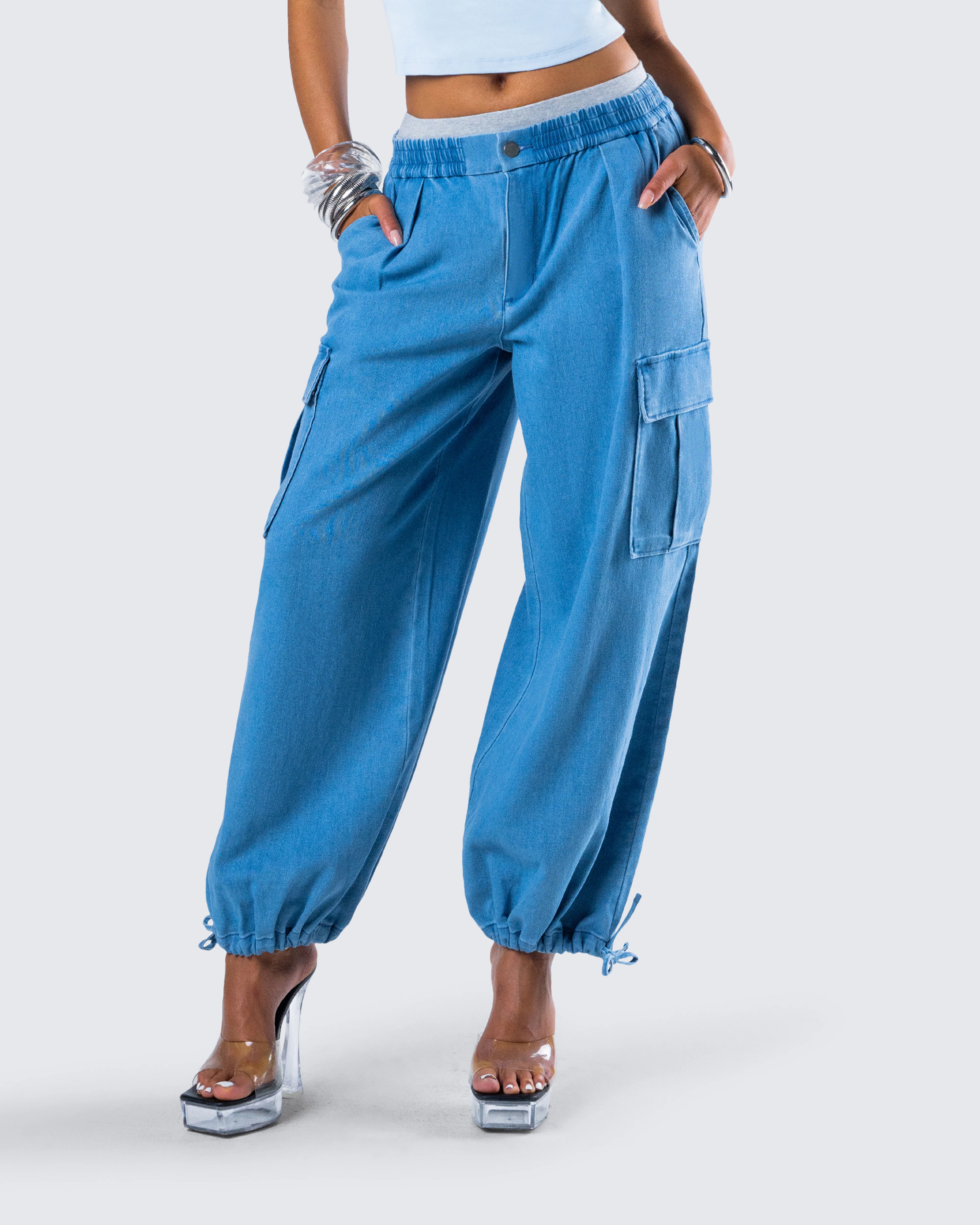 Darby Blue Denim Parachute Pant - Image 8