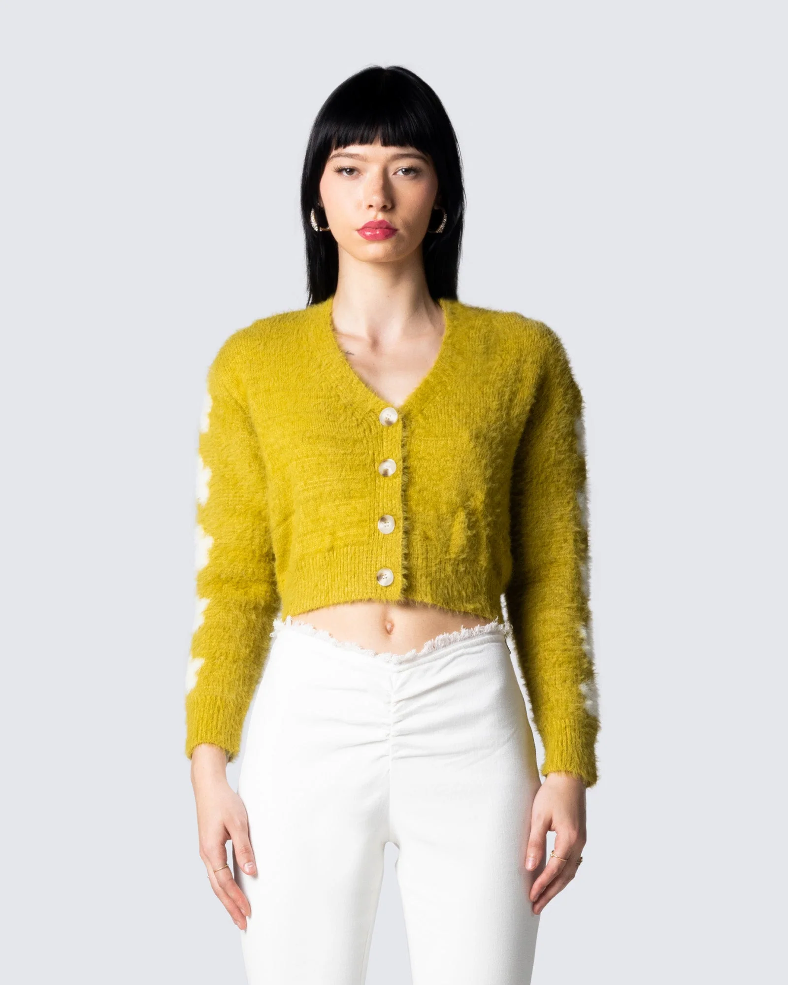 Daria Green Fuzzy Cardigan - Image 4