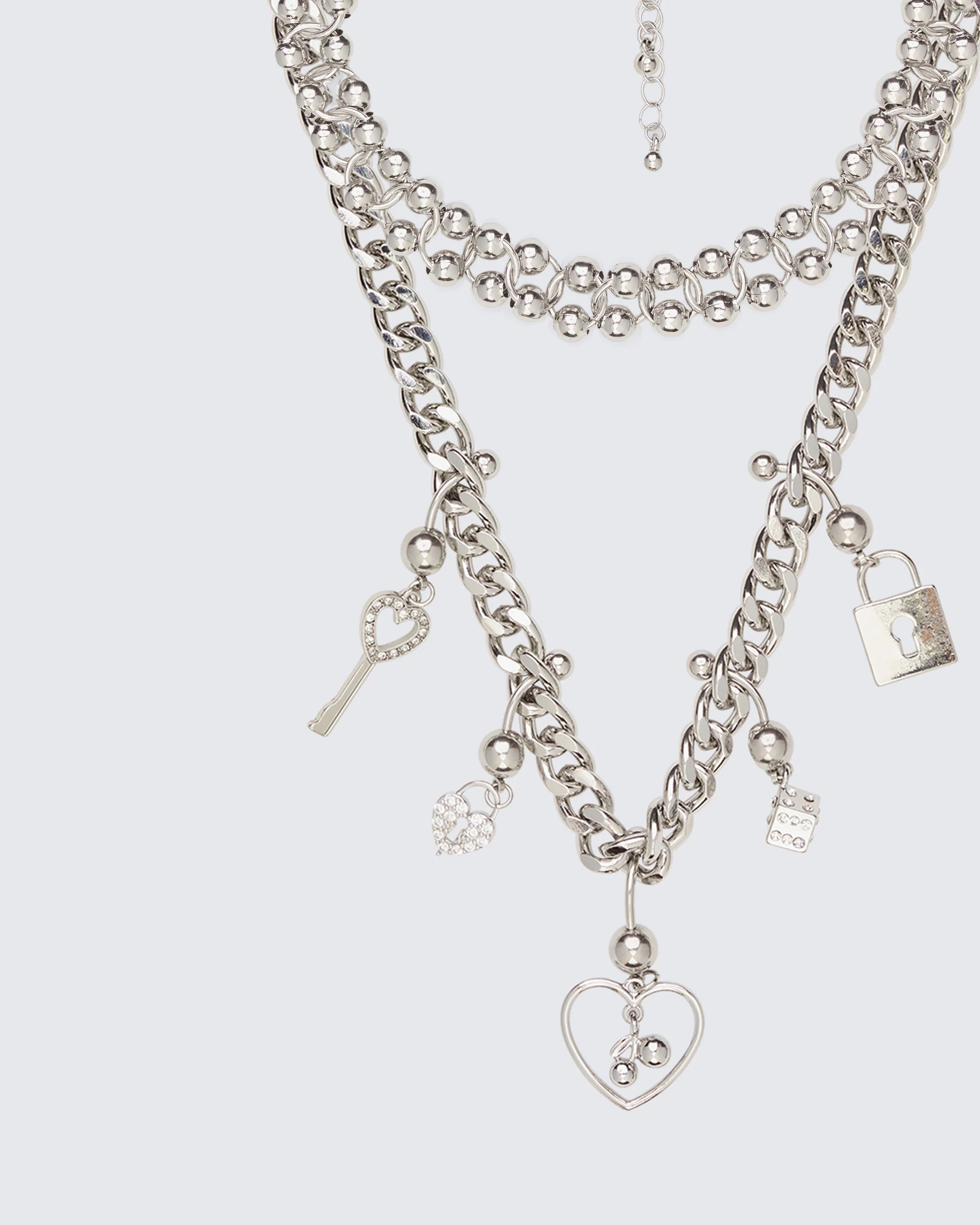Darlene Silver Piercing Charm Necklace Stack - Image 2
