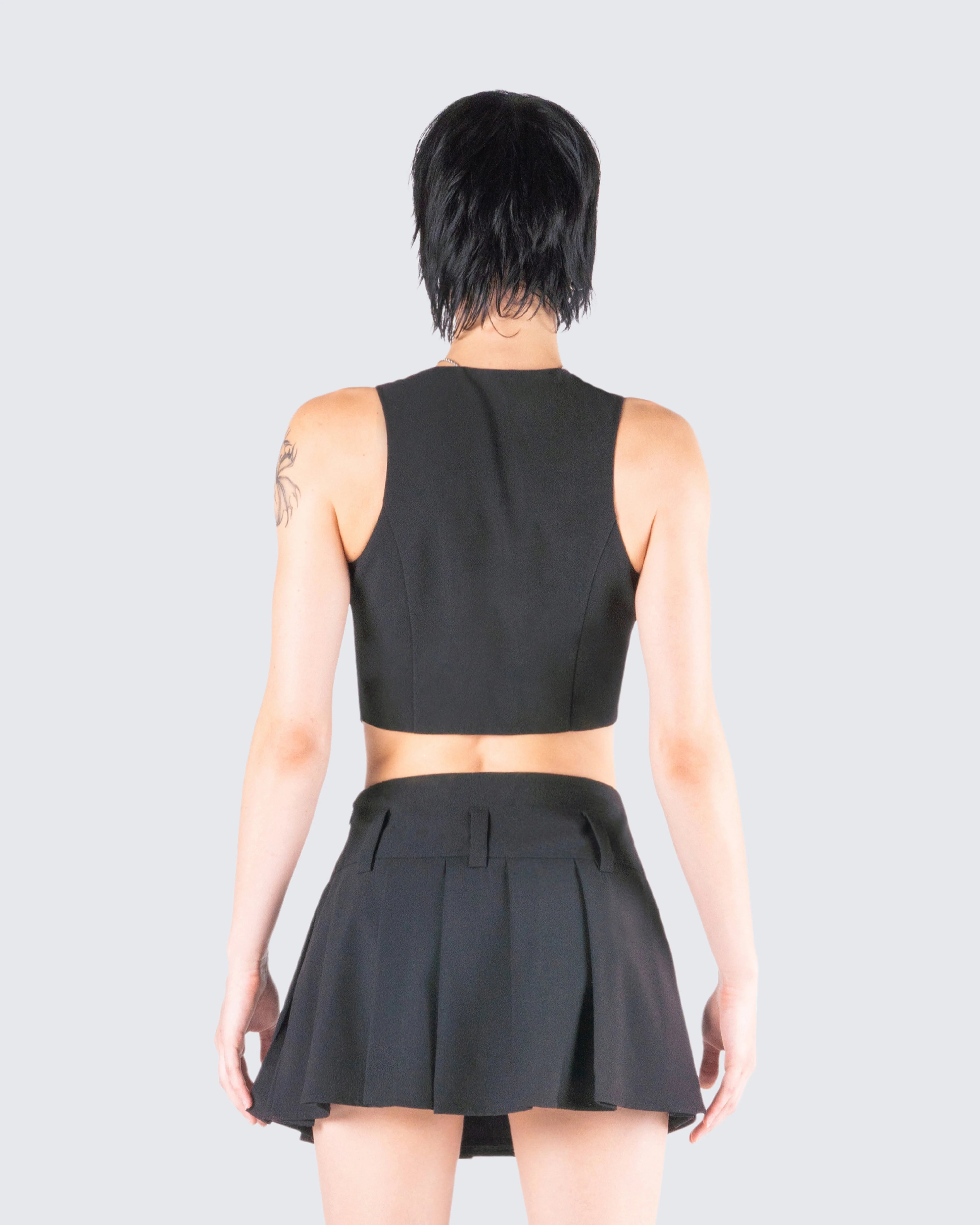 Deb Black Suiting Crop Vest Top - Image 7