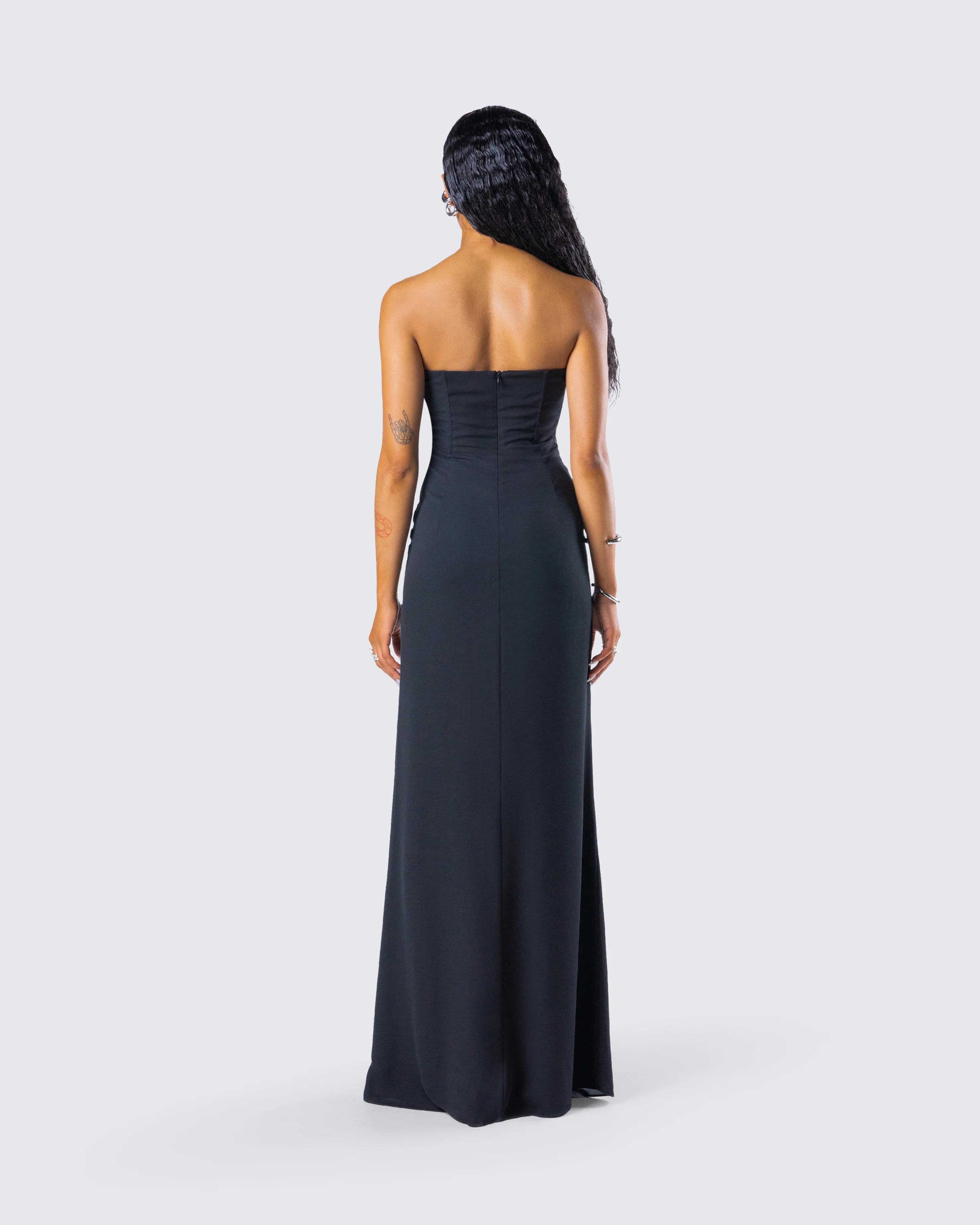 Debra Black Lace Panel Maxi Dress - Image 7