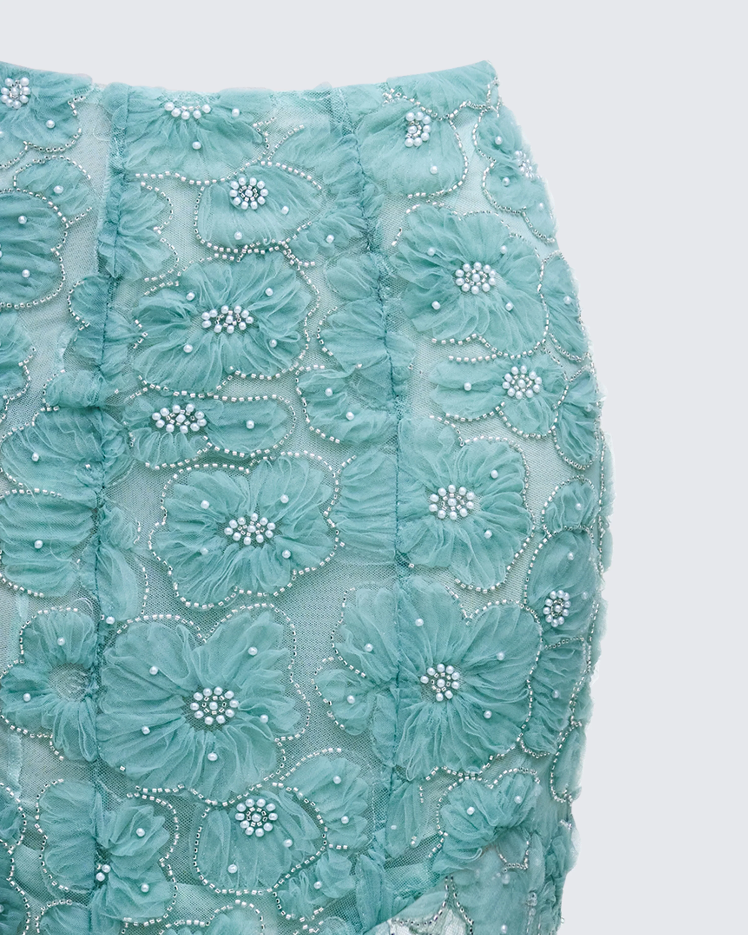 Delancy Green Embroidered Maxi Skirt - Image 6