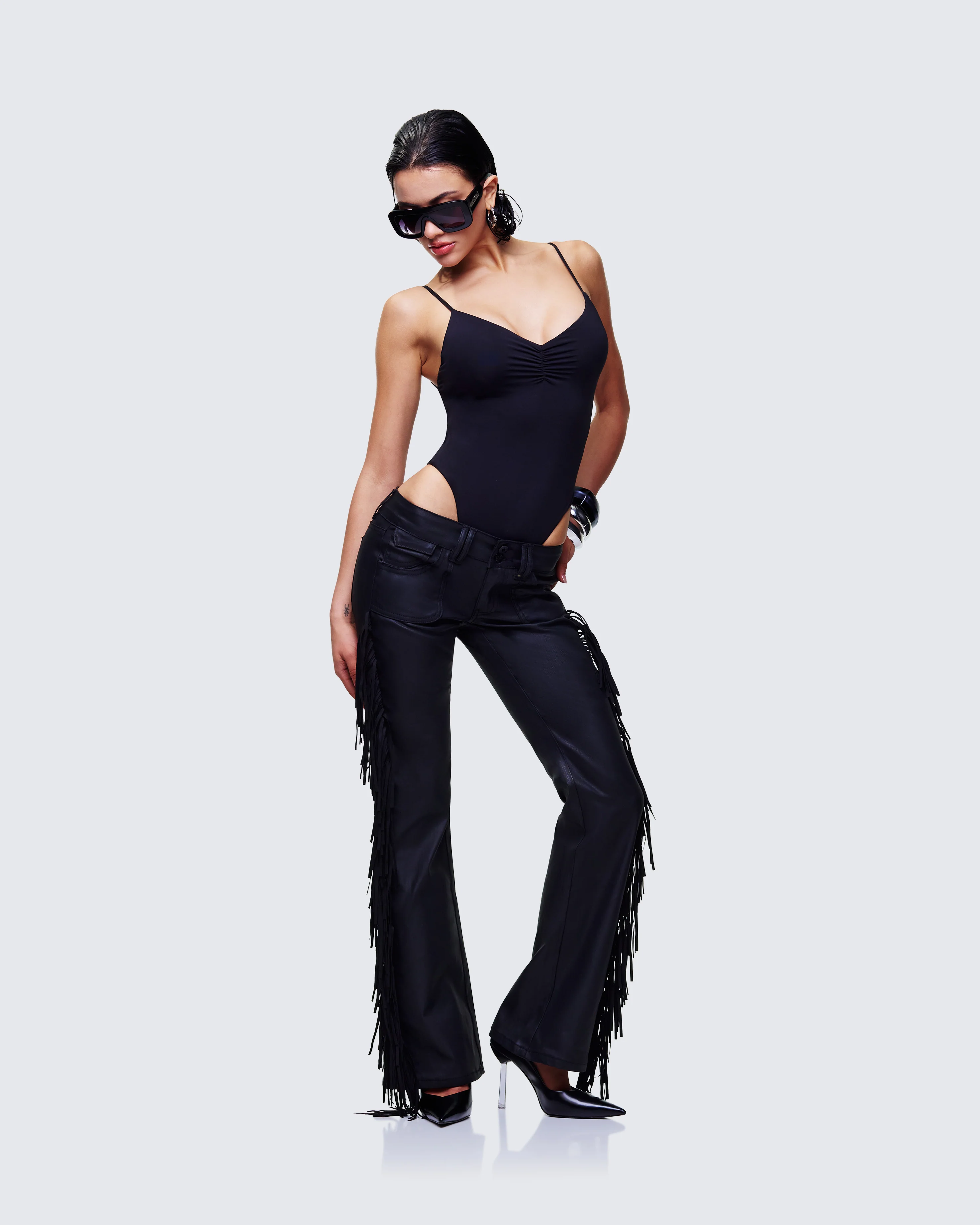 Delilah Black Denim Fringe Jeans - Image 5
