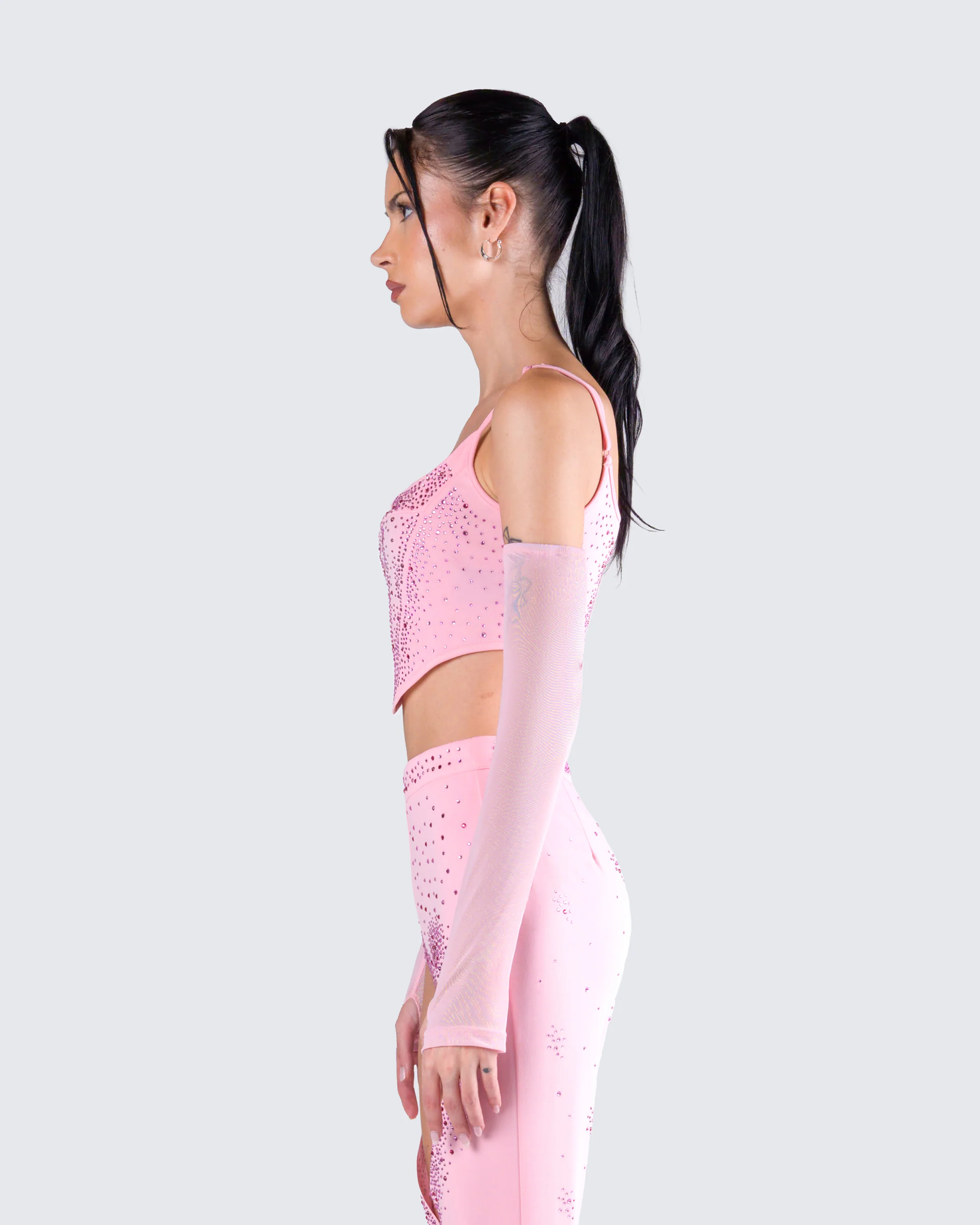 Delisa Pink Rhinestone Corset Top - Image 6