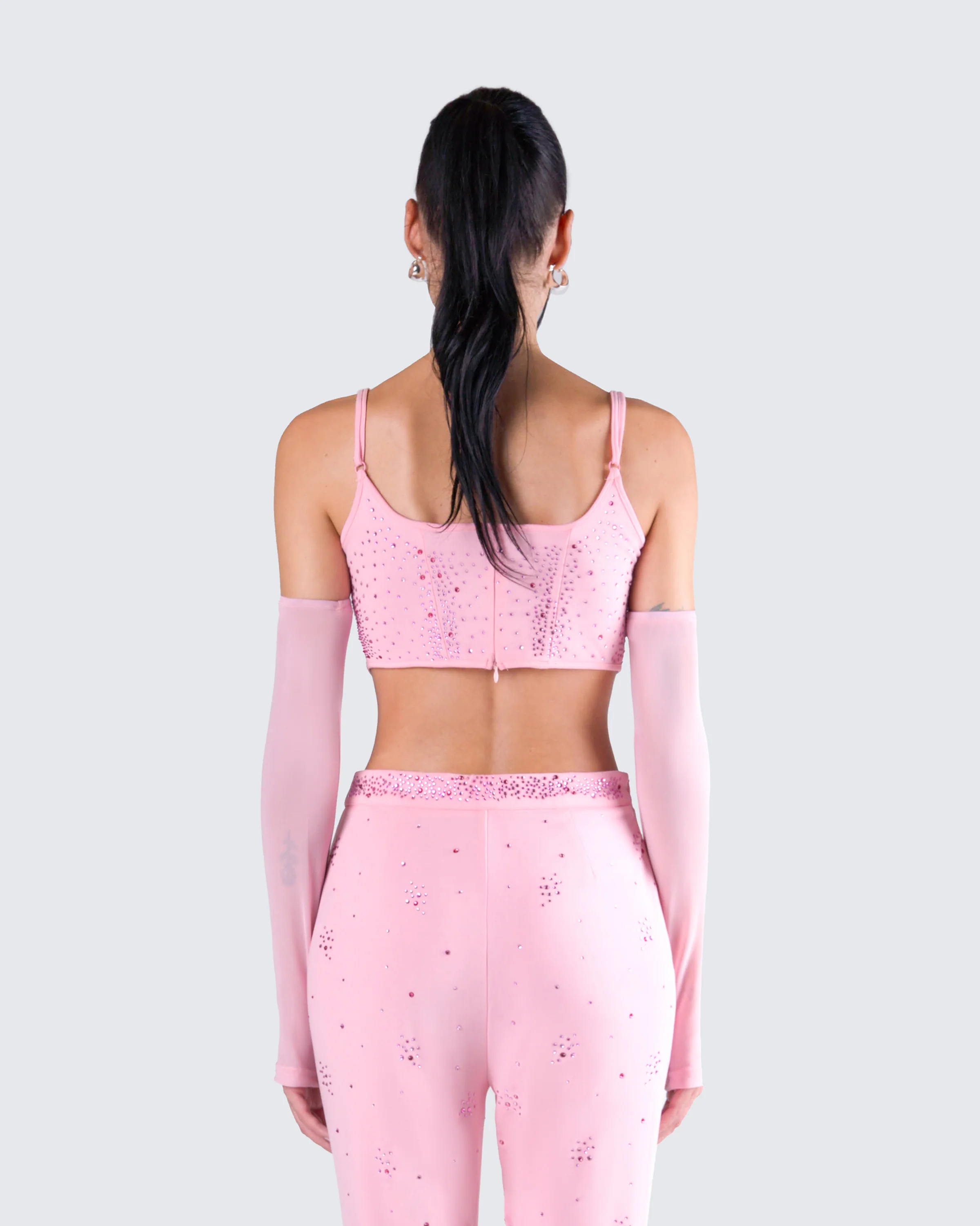 Delisa Pink Rhinestone Corset Top - Image 7
