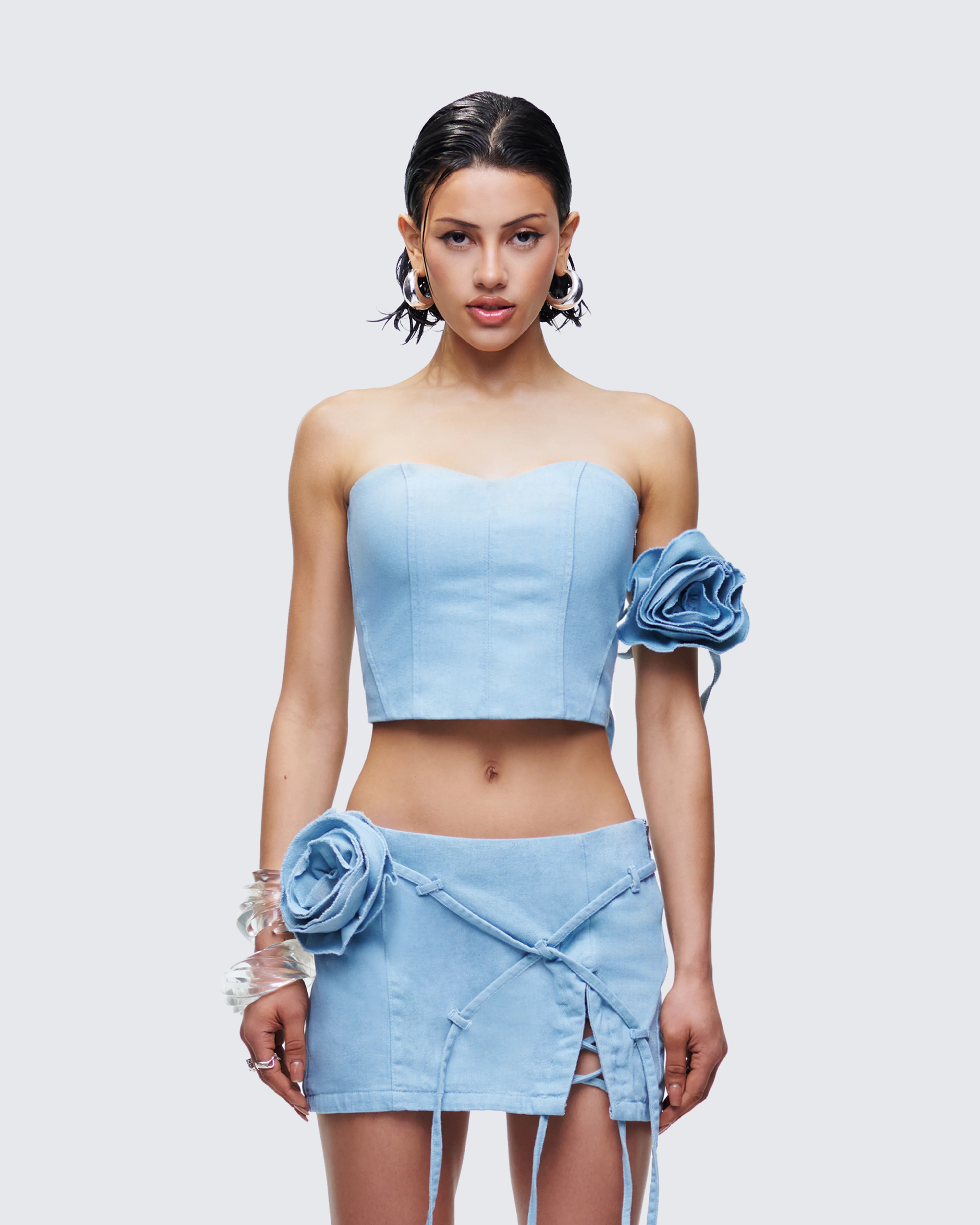 Delores Blue Denim Arm Corsage - Image 2