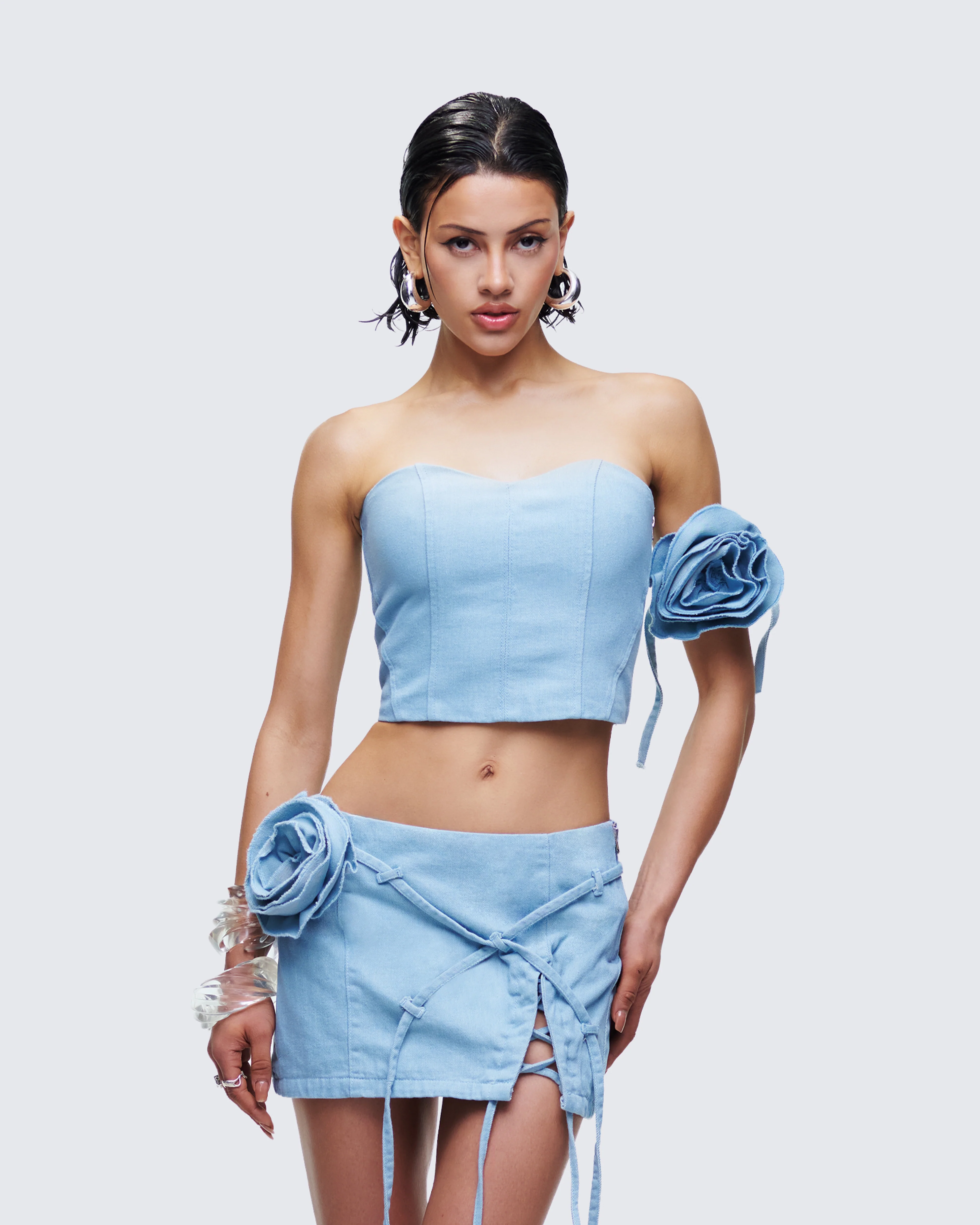 Delores Blue Denim Bustier Top - Image 3