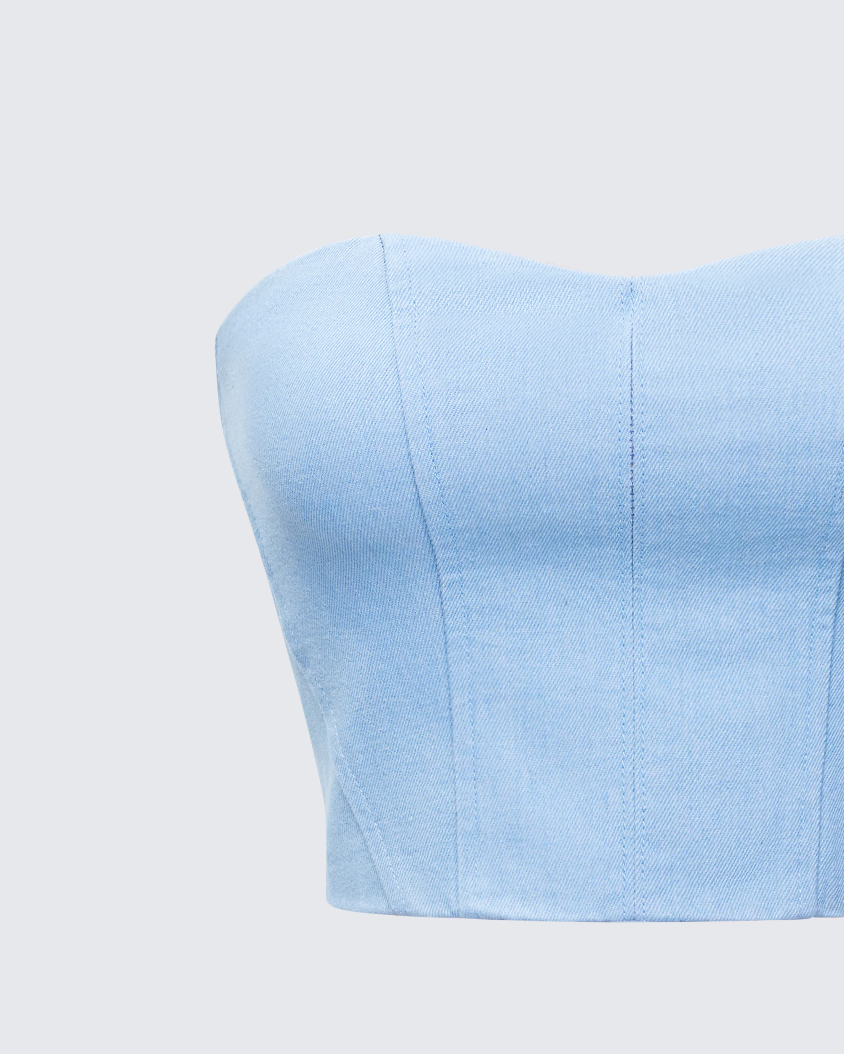 Delores Blue Denim Bustier Top - Image 6