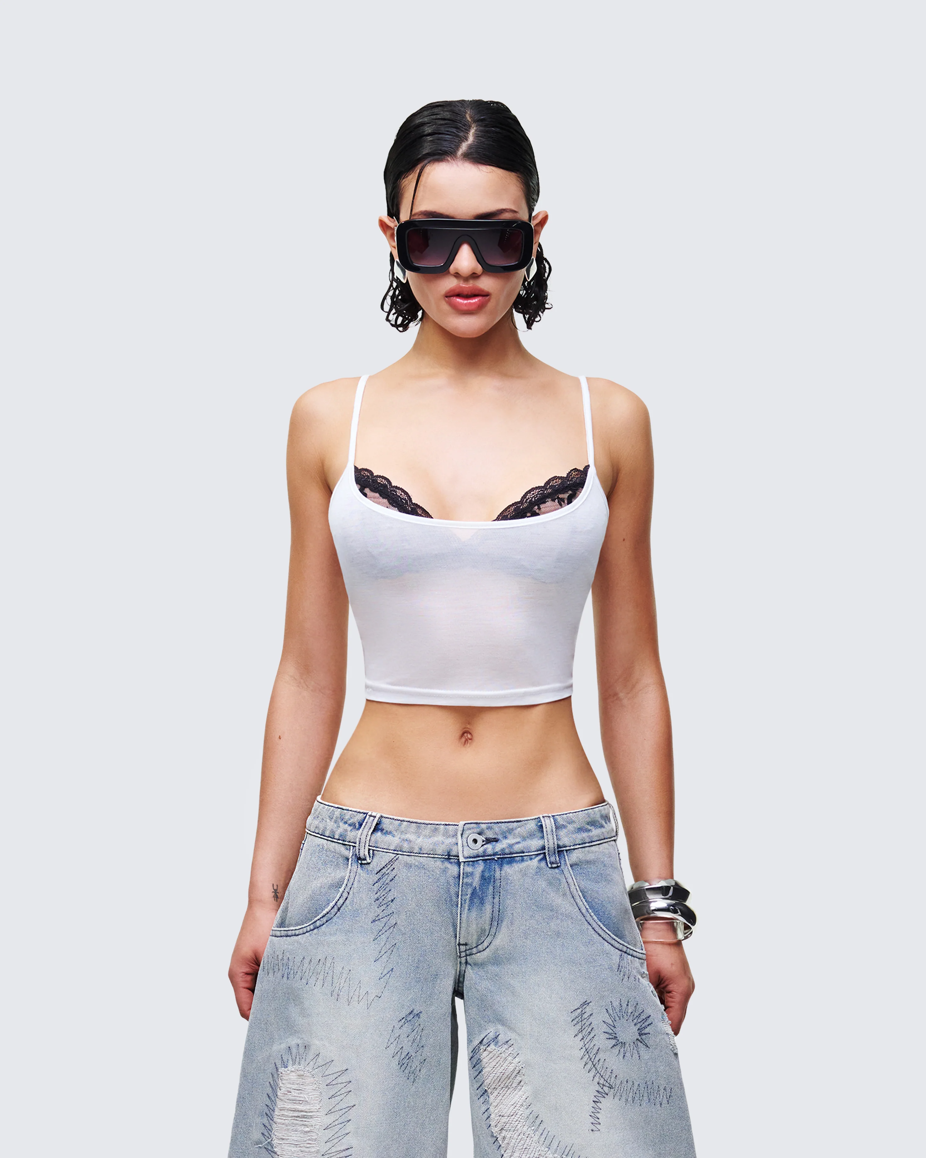 Demito White Lace 2in1 Cami - Image 2