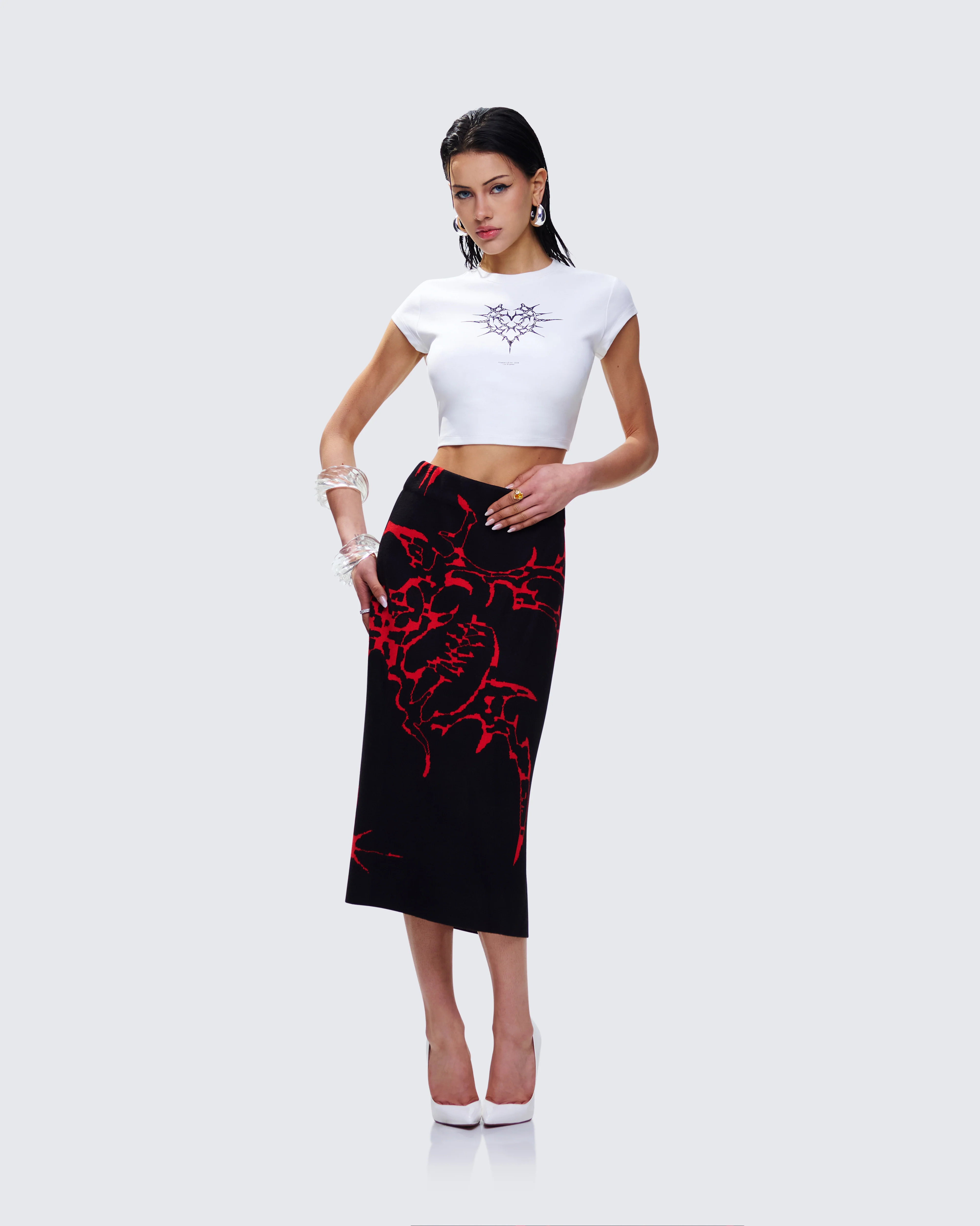 Dena Black Intarsia Knit Midi Skirt - Image 5