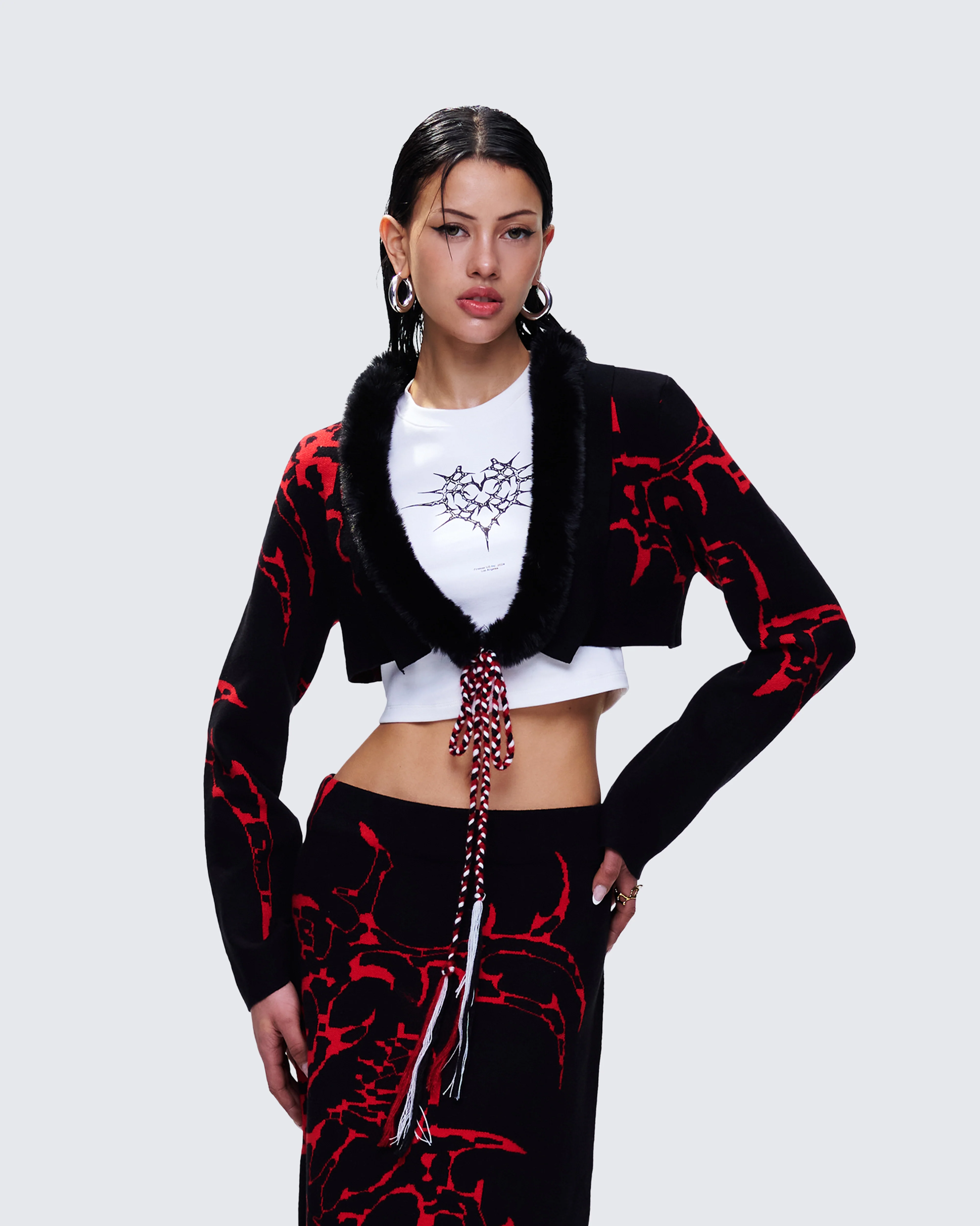 Dena Black Intarsia Knit Shrug - Image 3