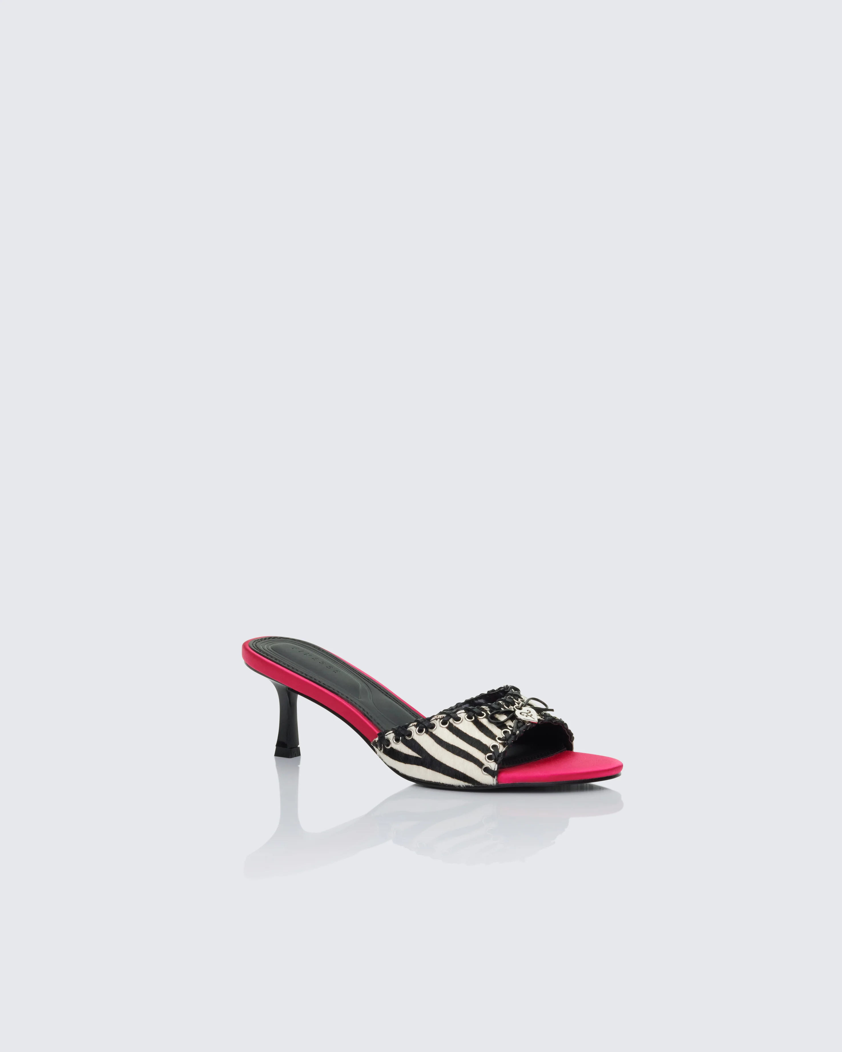 Desiree Zebra Real Leather Pony Kitten Heel - Image 2