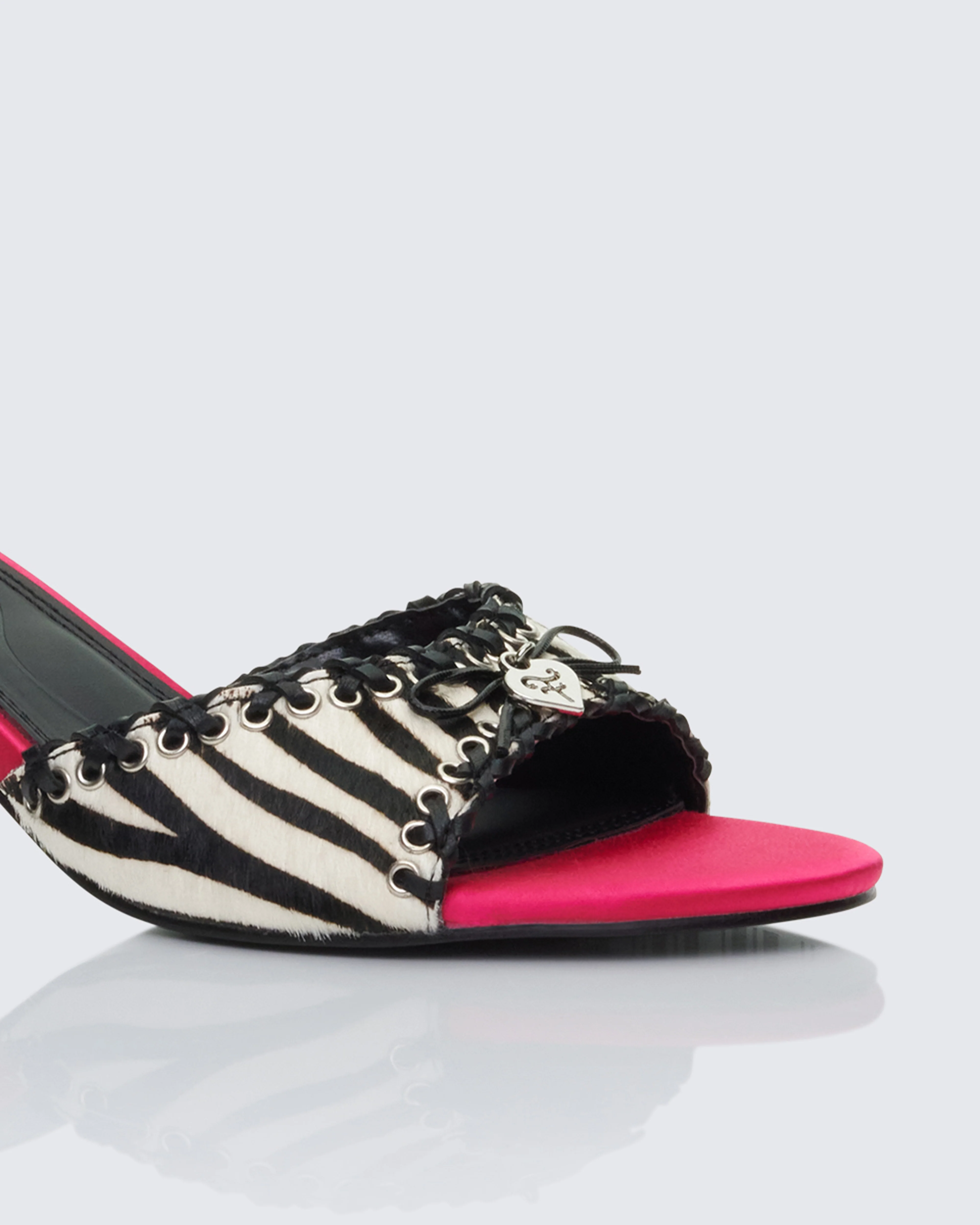 Desiree Zebra Real Leather Pony Kitten Heel - Image 4