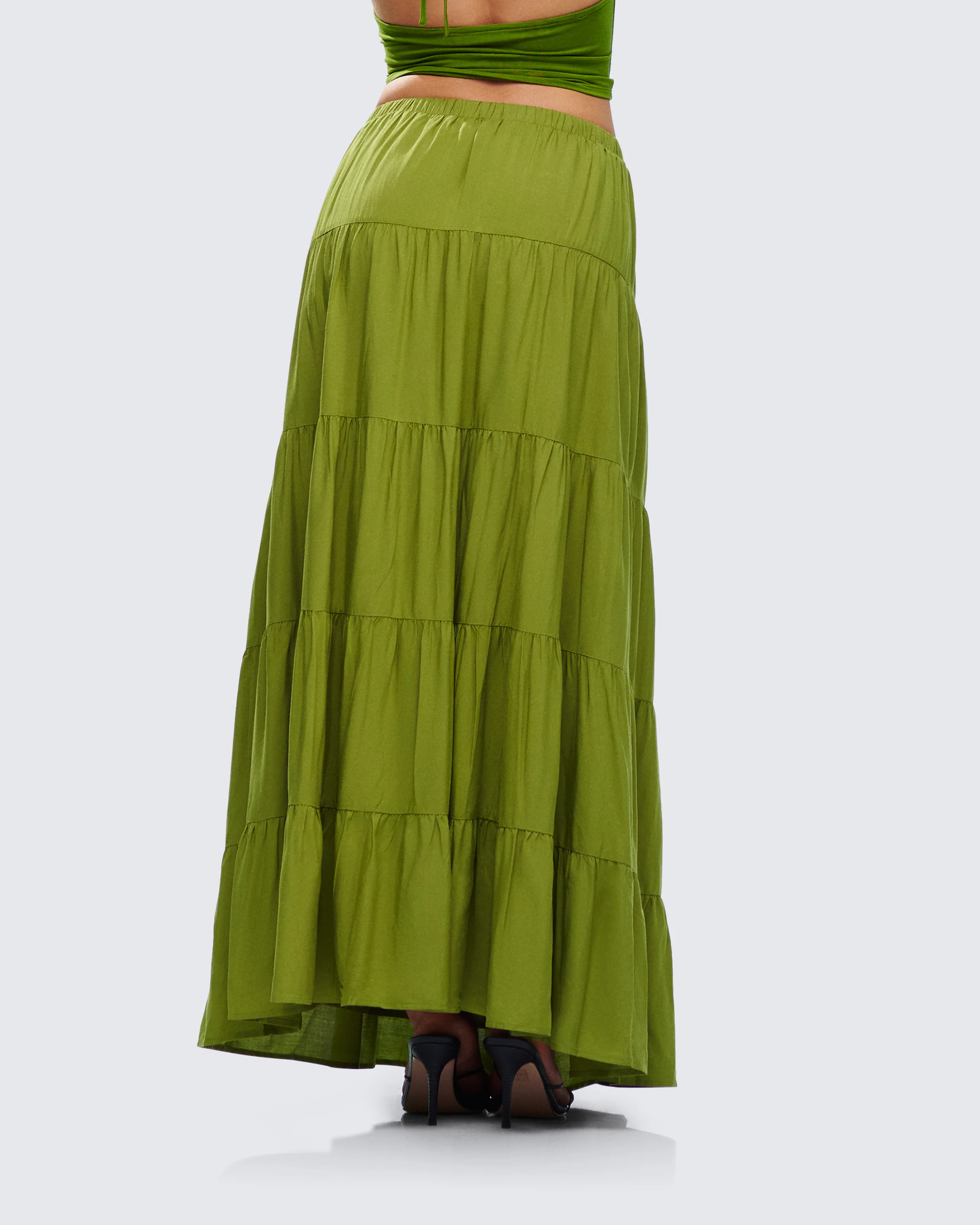 Didi Green Tiered Maxi Skirt - Image 6