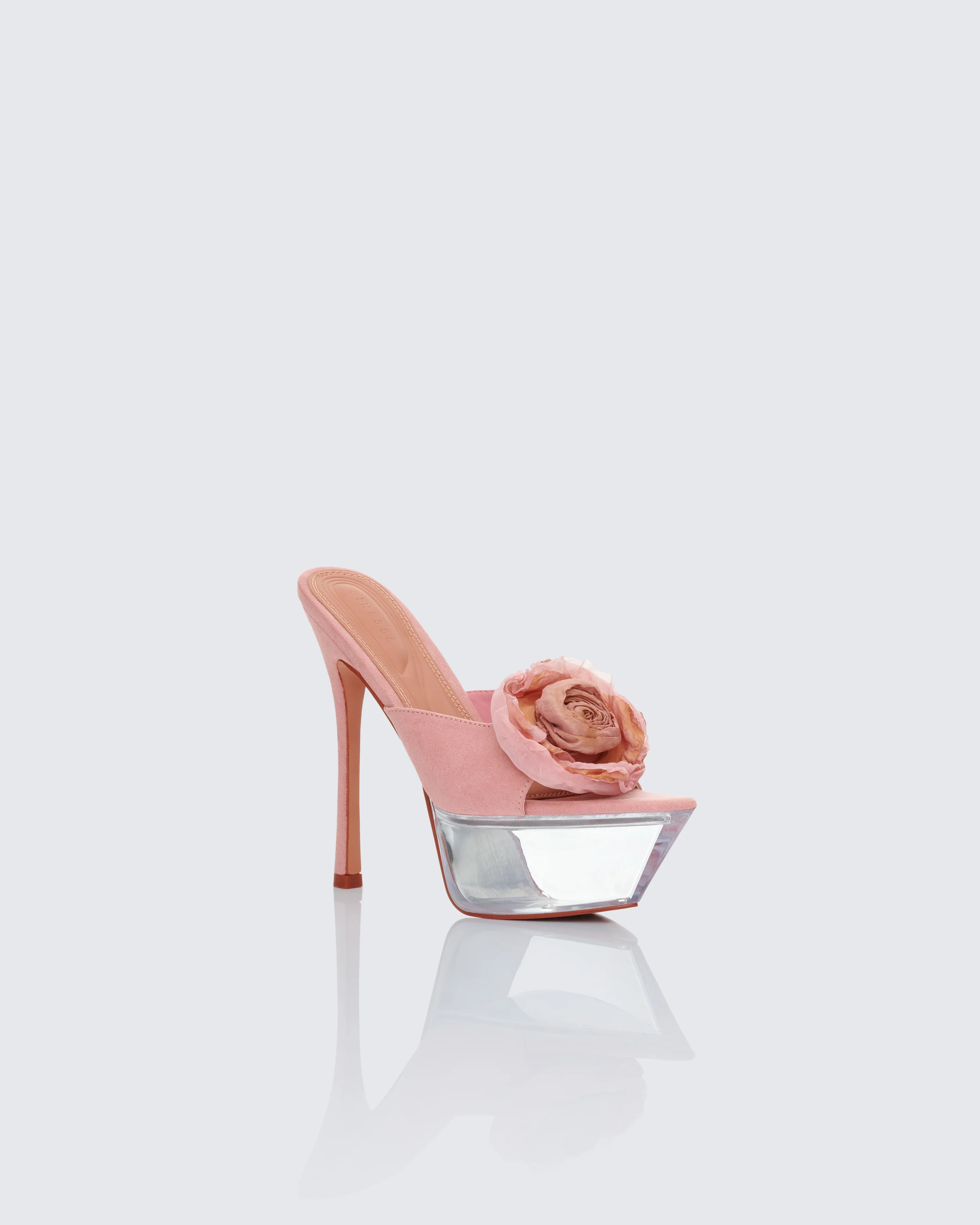 Disha Pink Corsage Pointed Platform Mules - Image 2