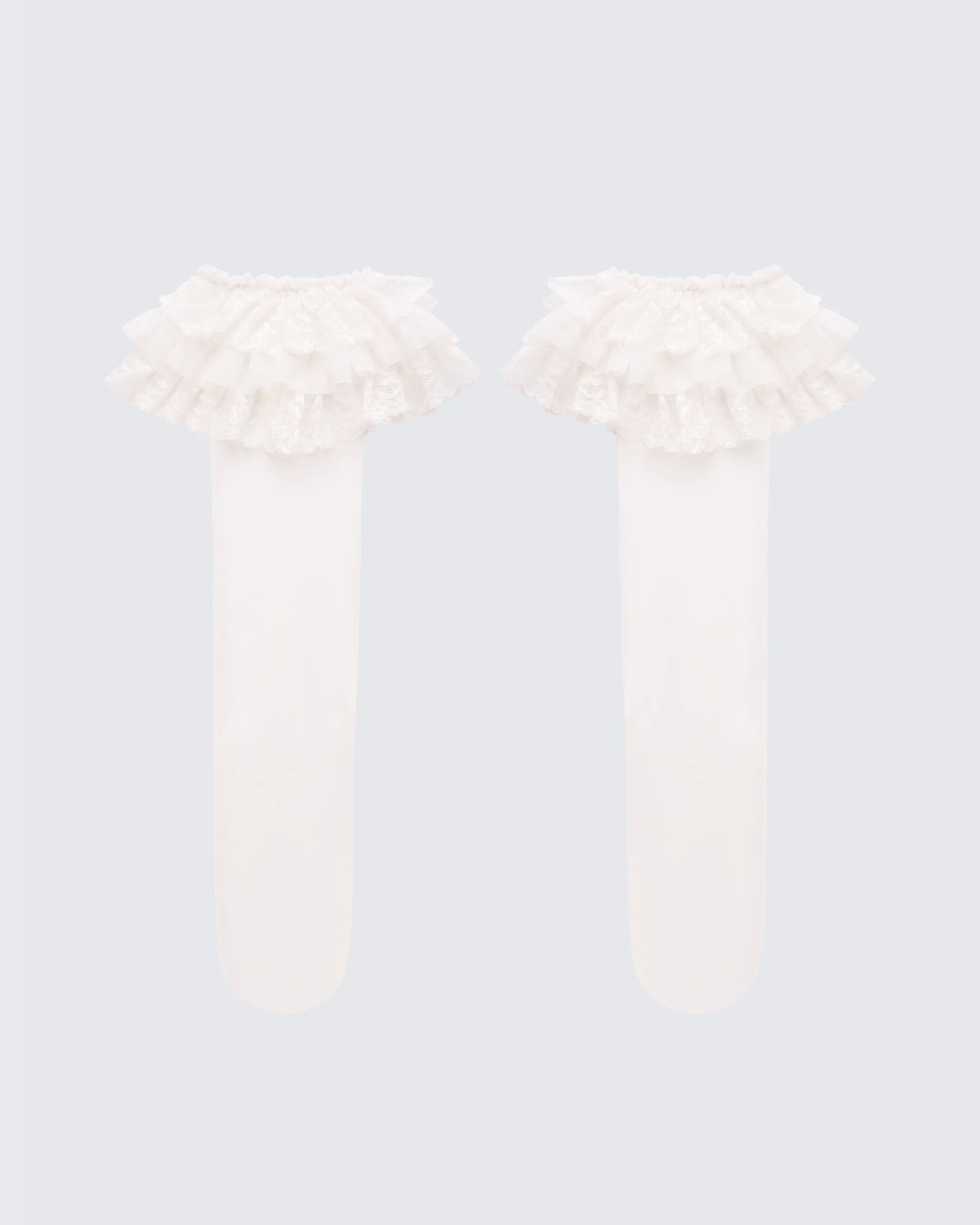 Dollie White Ruffle Mesh Sock - Image 2