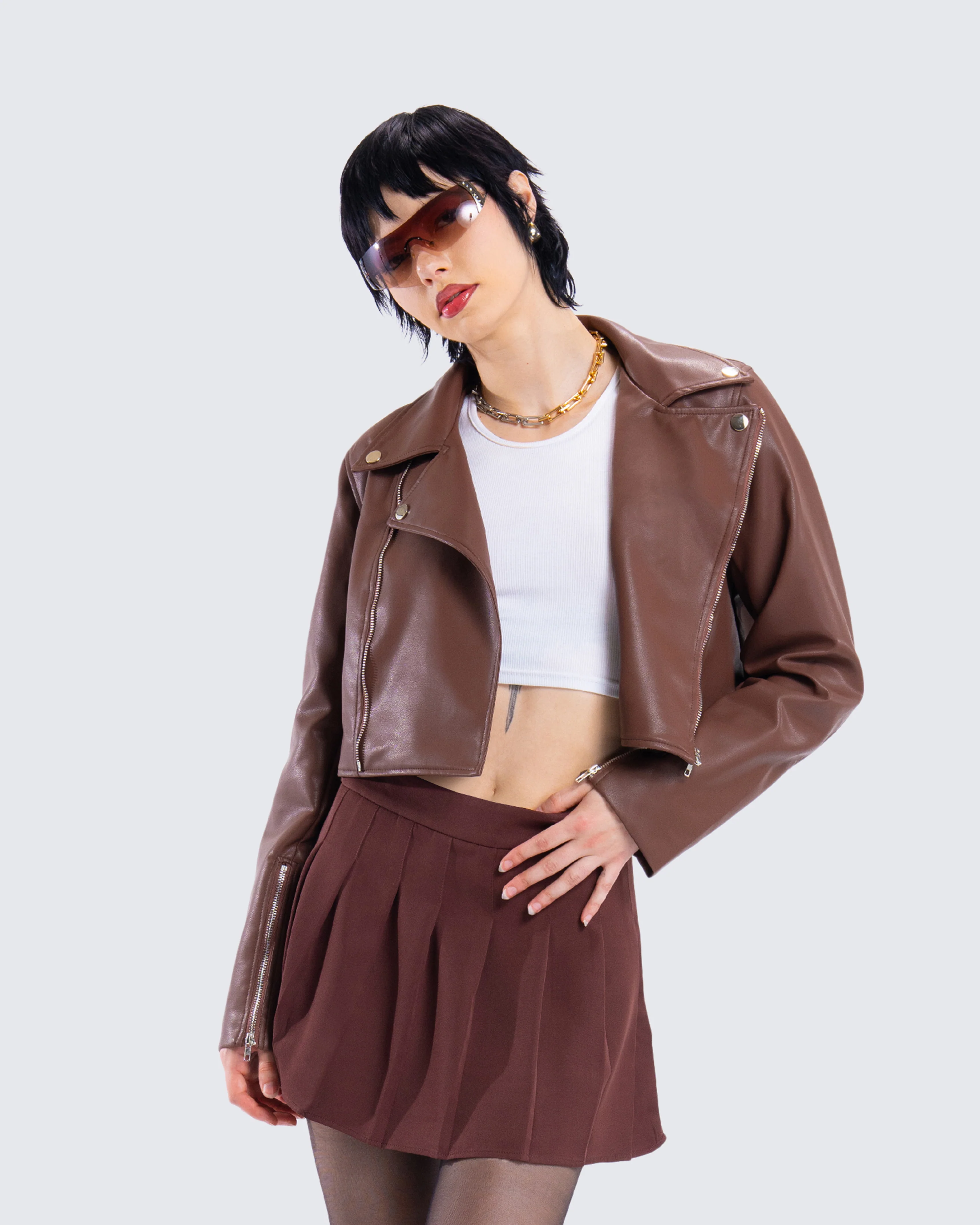 Donny Brown Vegan Leather Jacket - Image 8