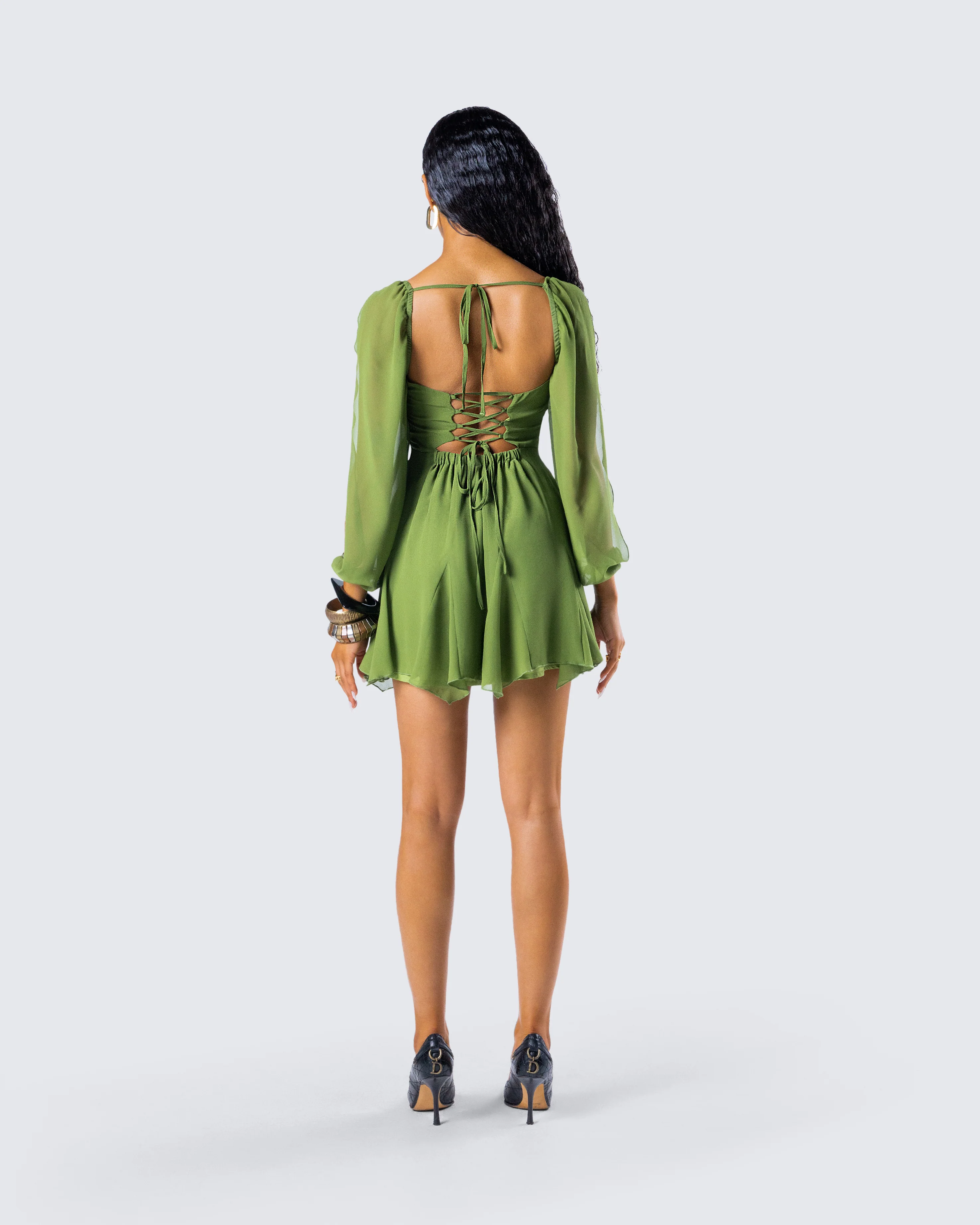 Dori Green Cross Front Mini Dress - Image 7