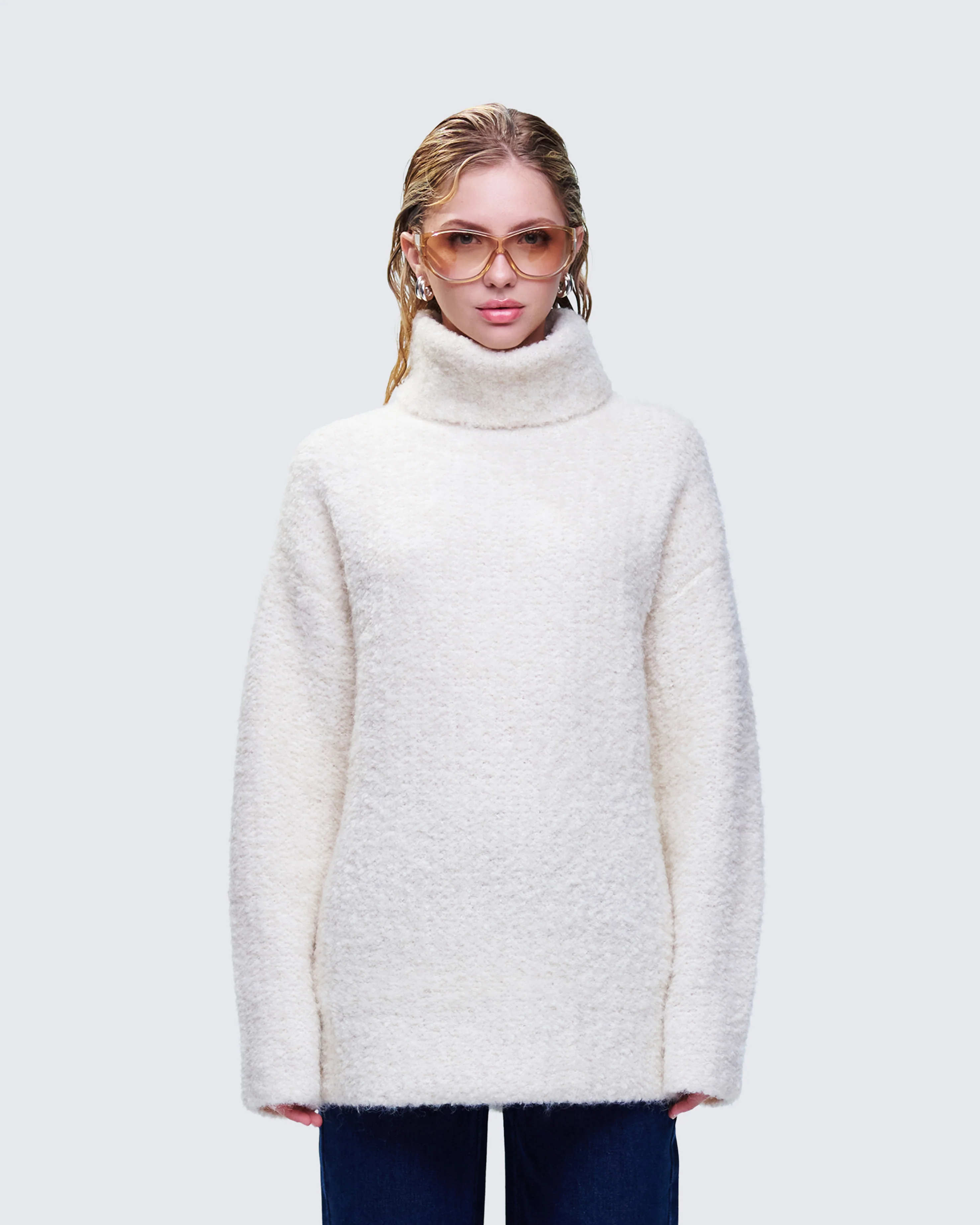 Dorinda Cream Oversized Turtleneck Sweater - Image 2
