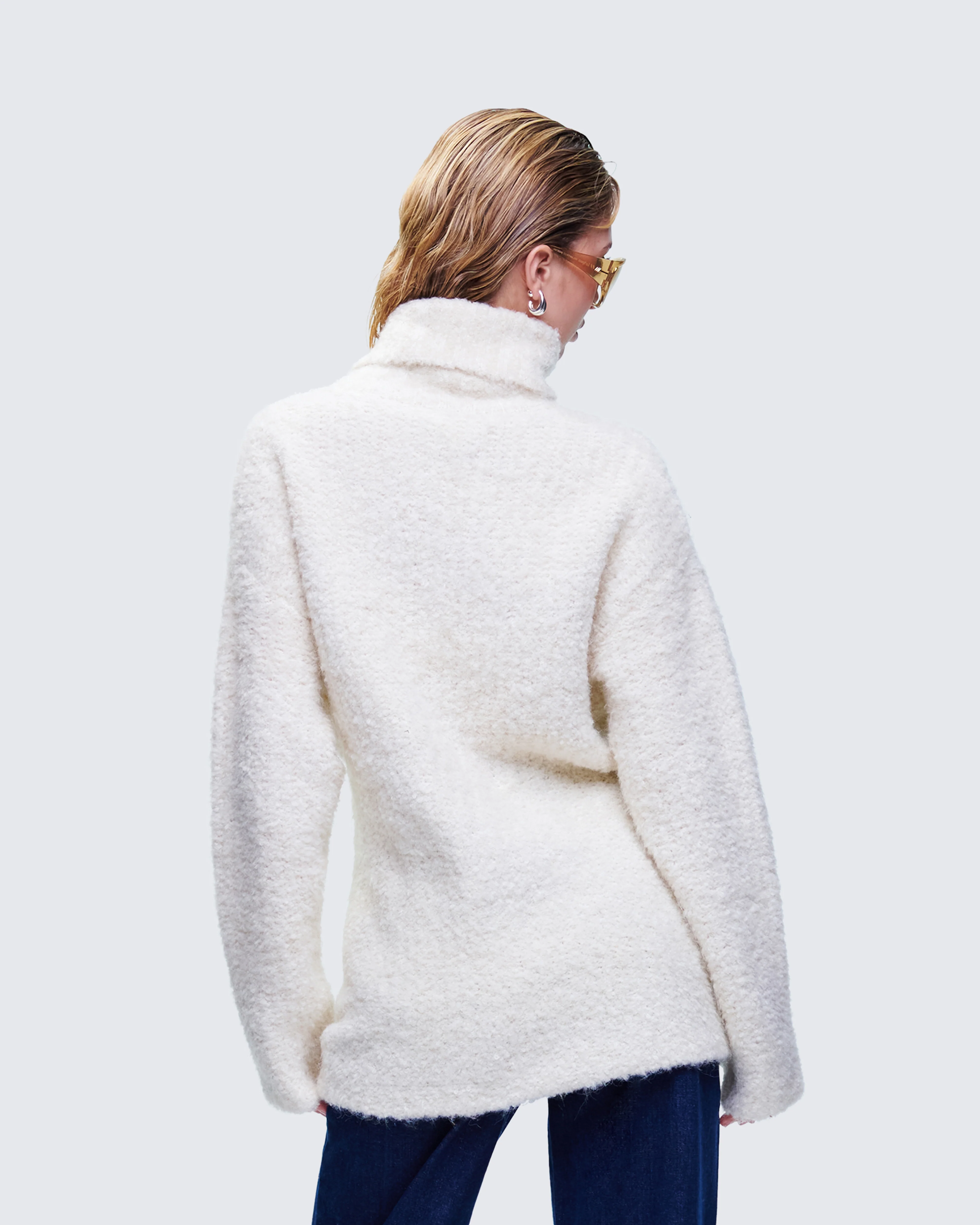 Dorinda Cream Oversized Turtleneck Sweater - Image 4