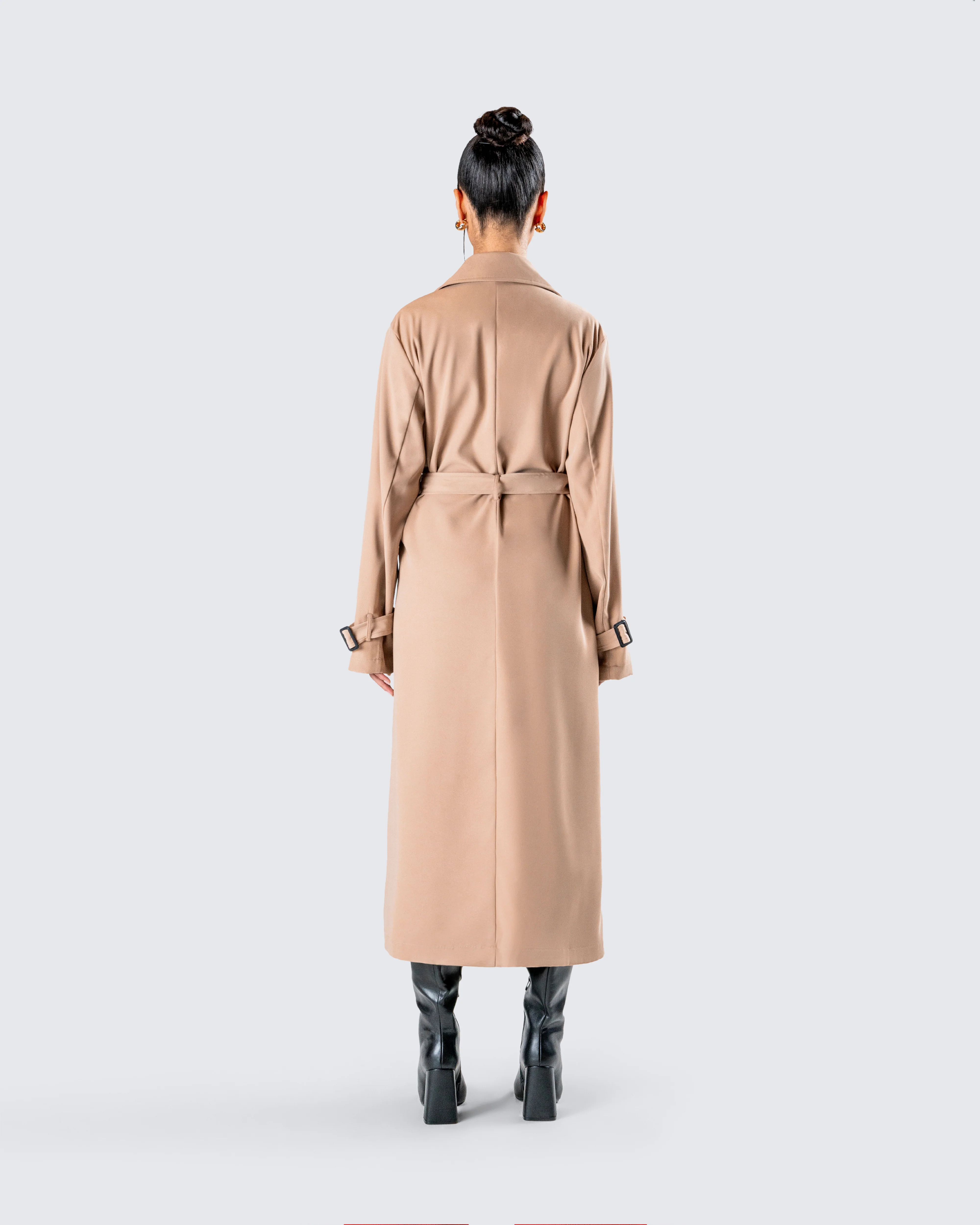Doutzen Tan Twill Trench Coat - Image 7