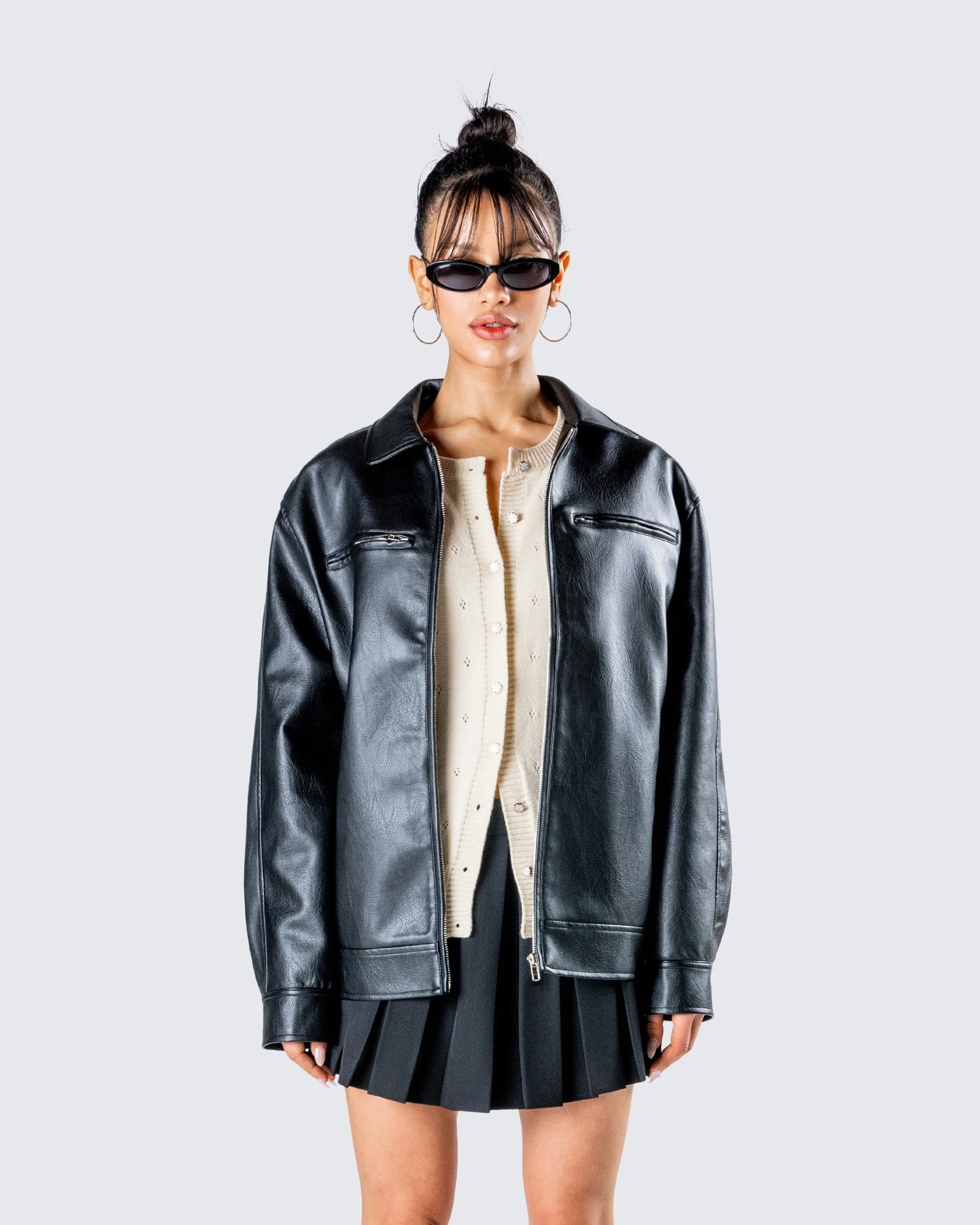 Dove Black Faux Leather Jacket - Image 4