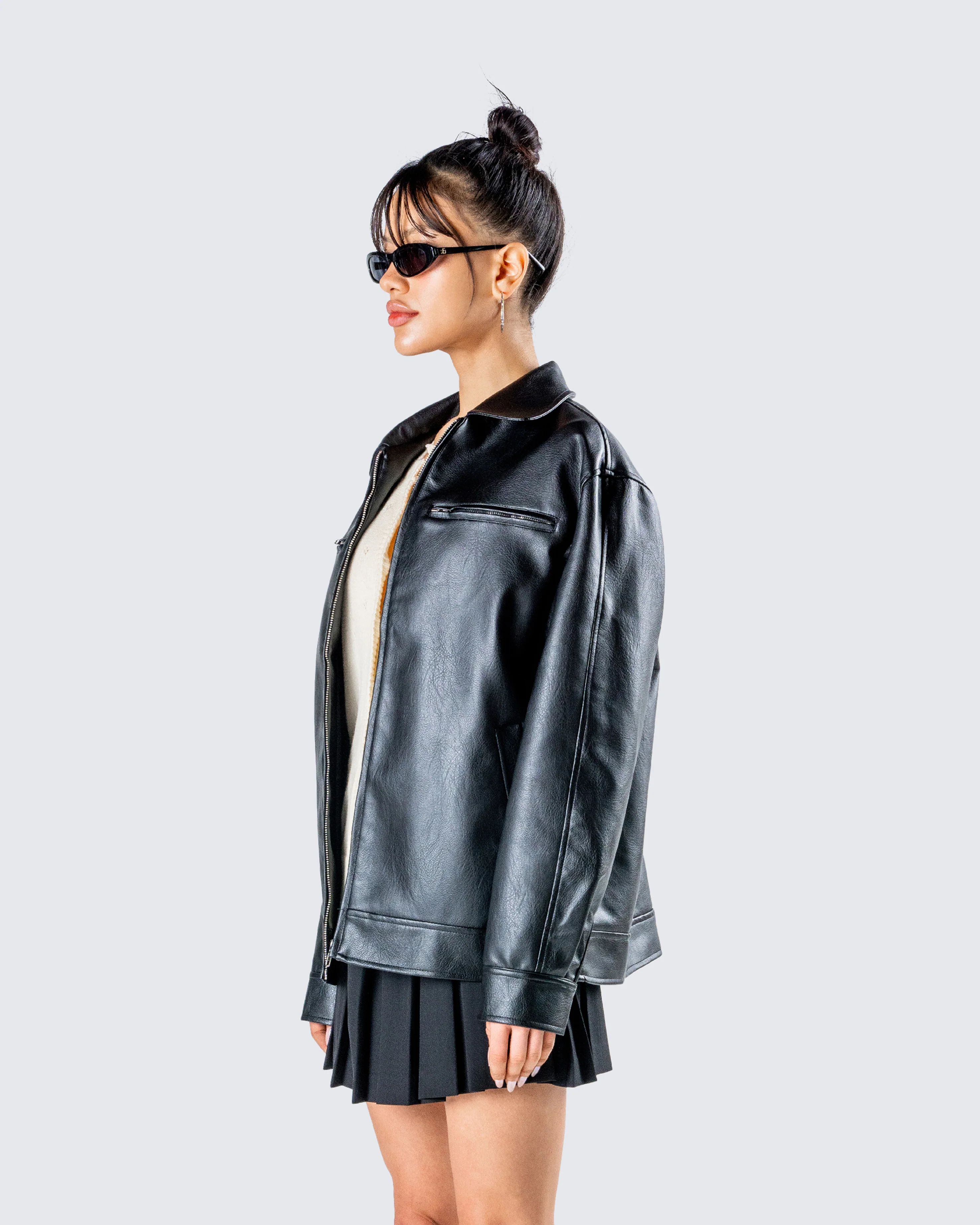 Dove Black Faux Leather Jacket - Image 5