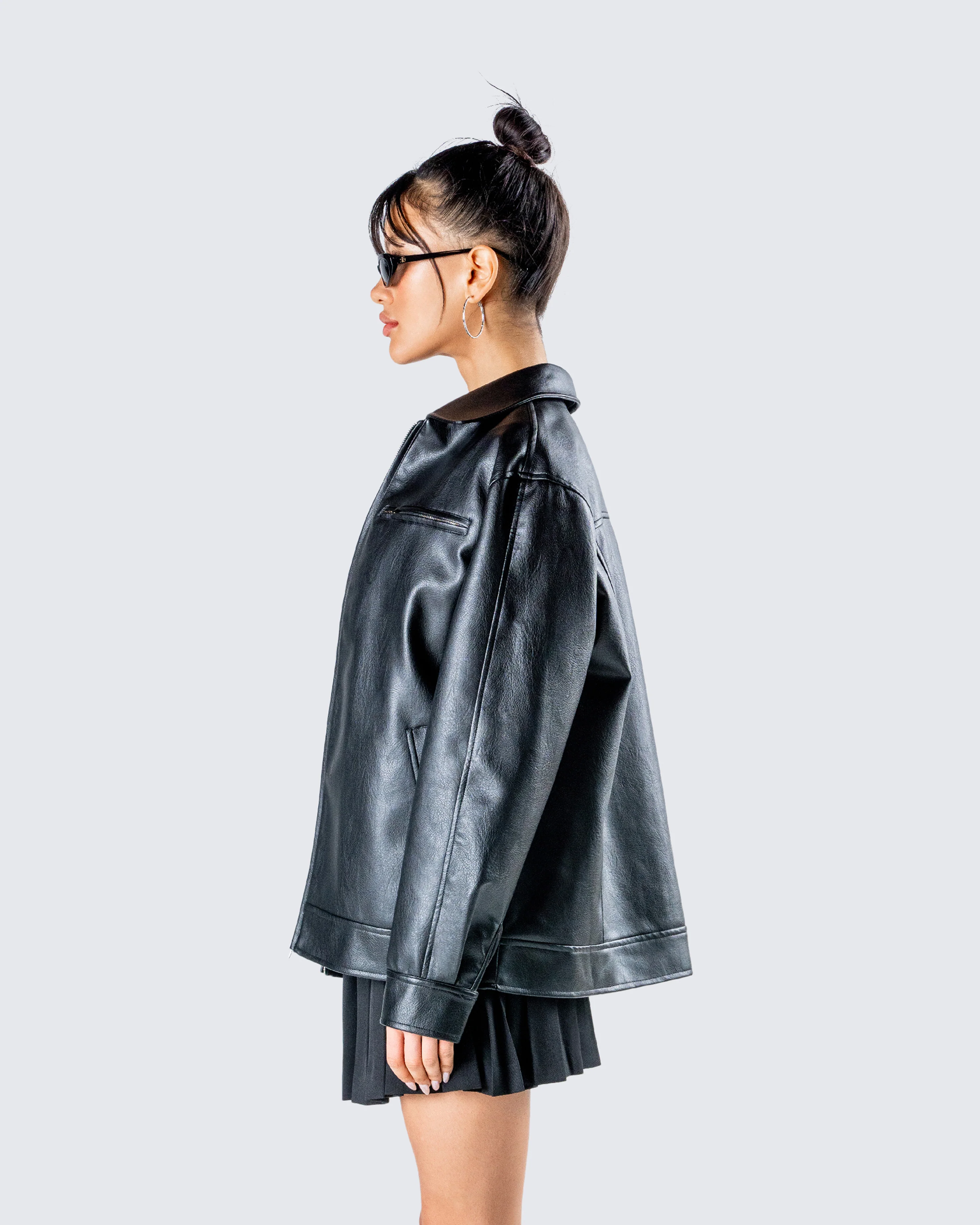 Dove Black Faux Leather Jacket - Image 6