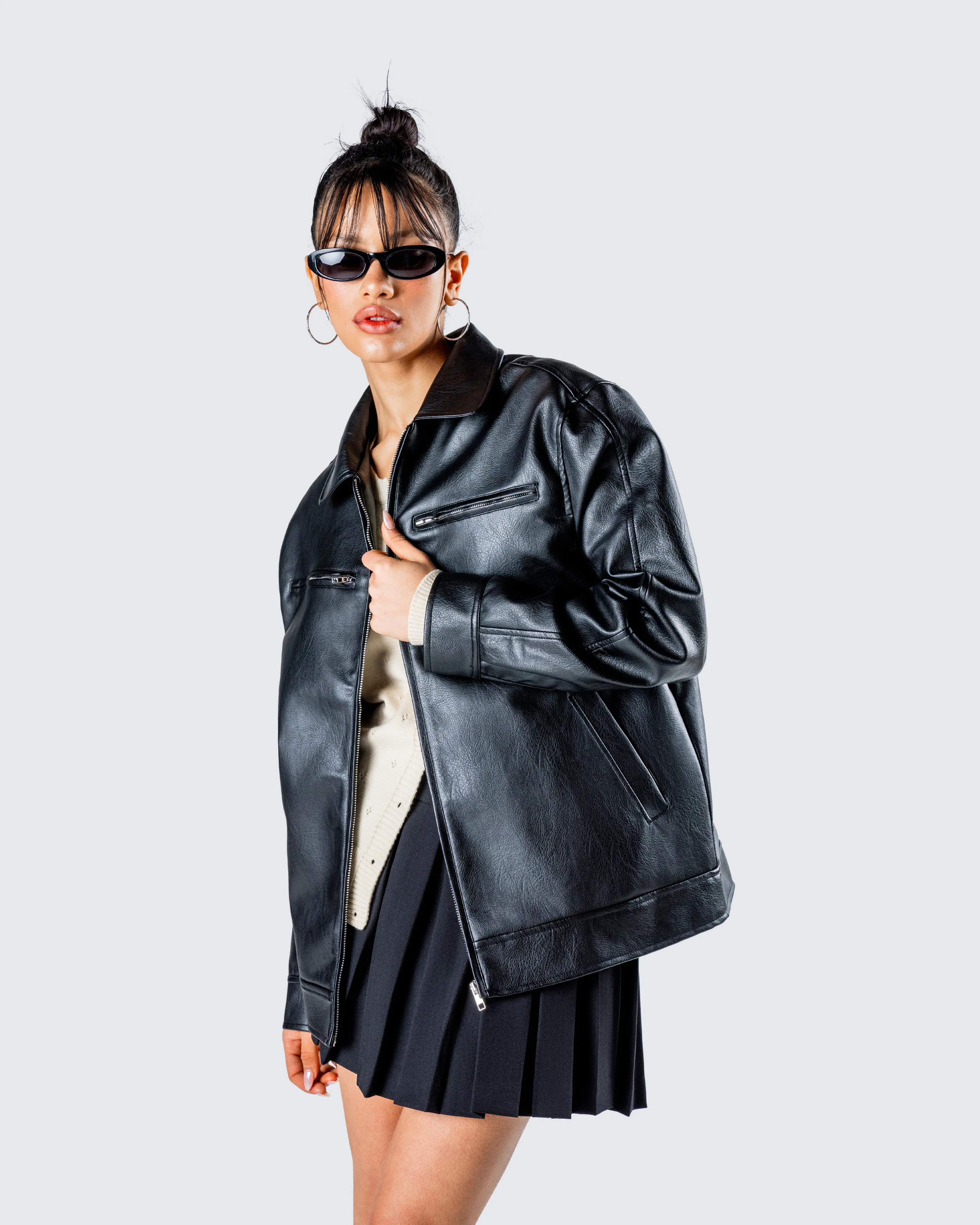 Dove Black Faux Leather Jacket - Image 8