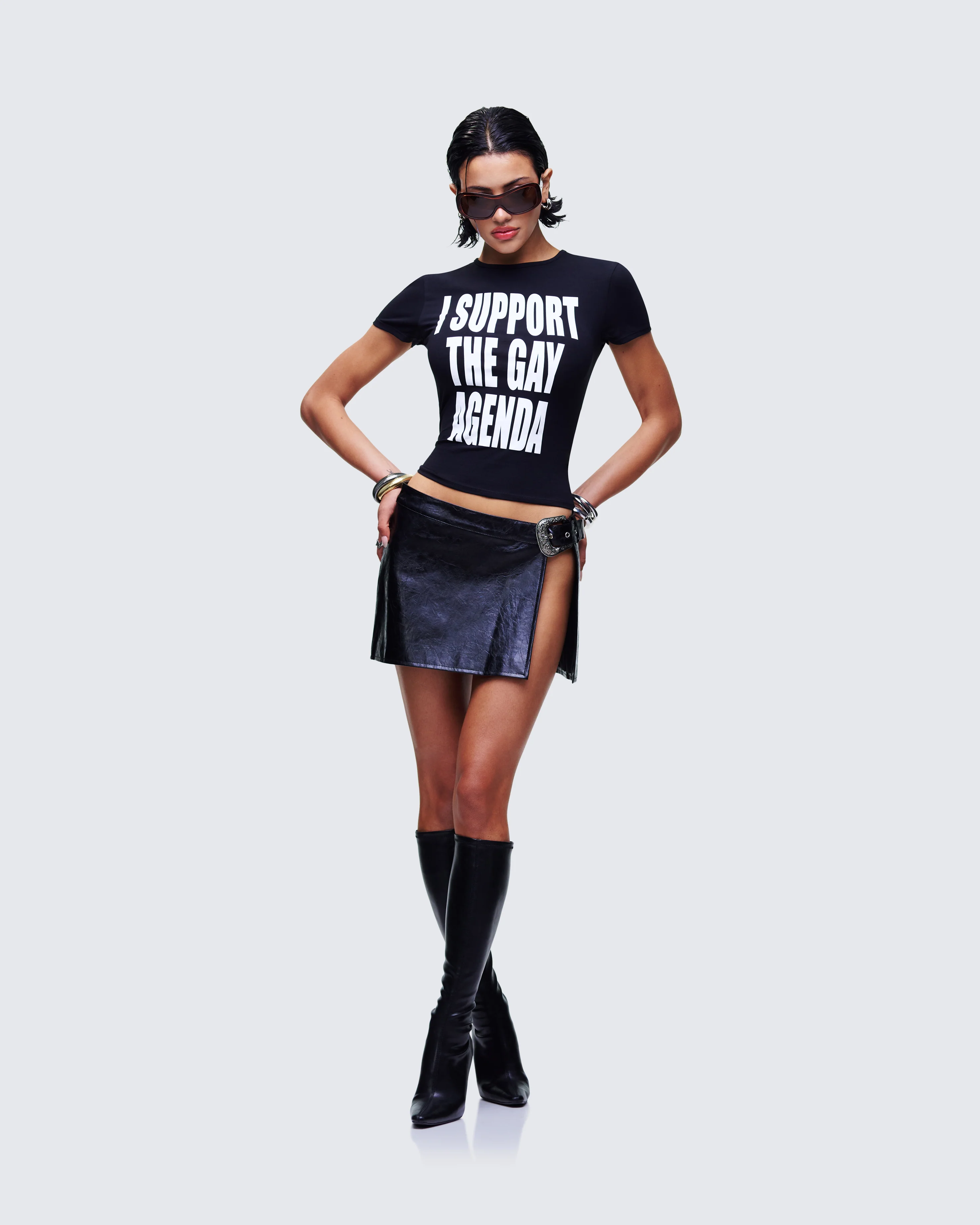 Drea Black Slogan Classic Tee - Image 5