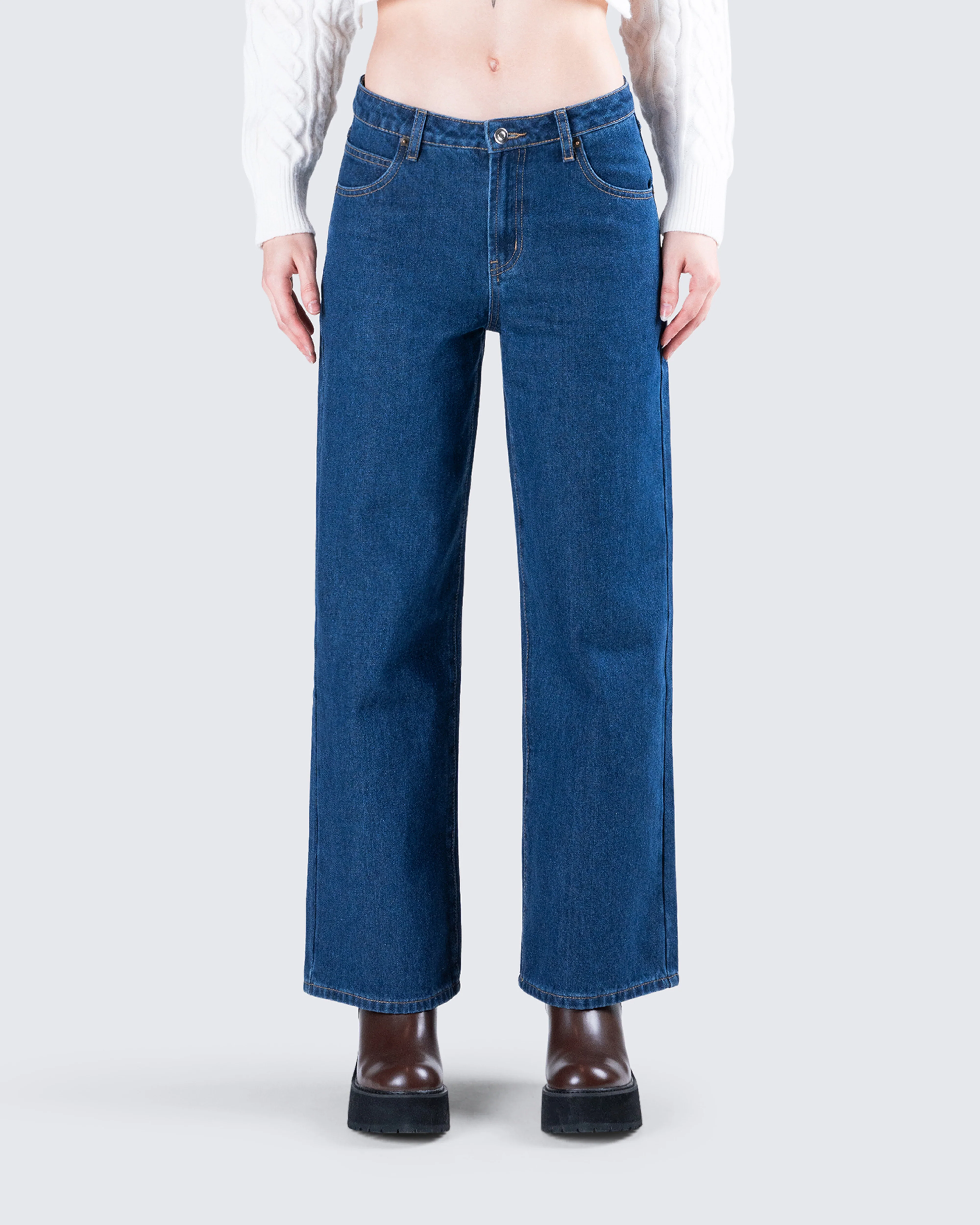 Dulcie Blue Denim Wide Leg Jean - Image 2