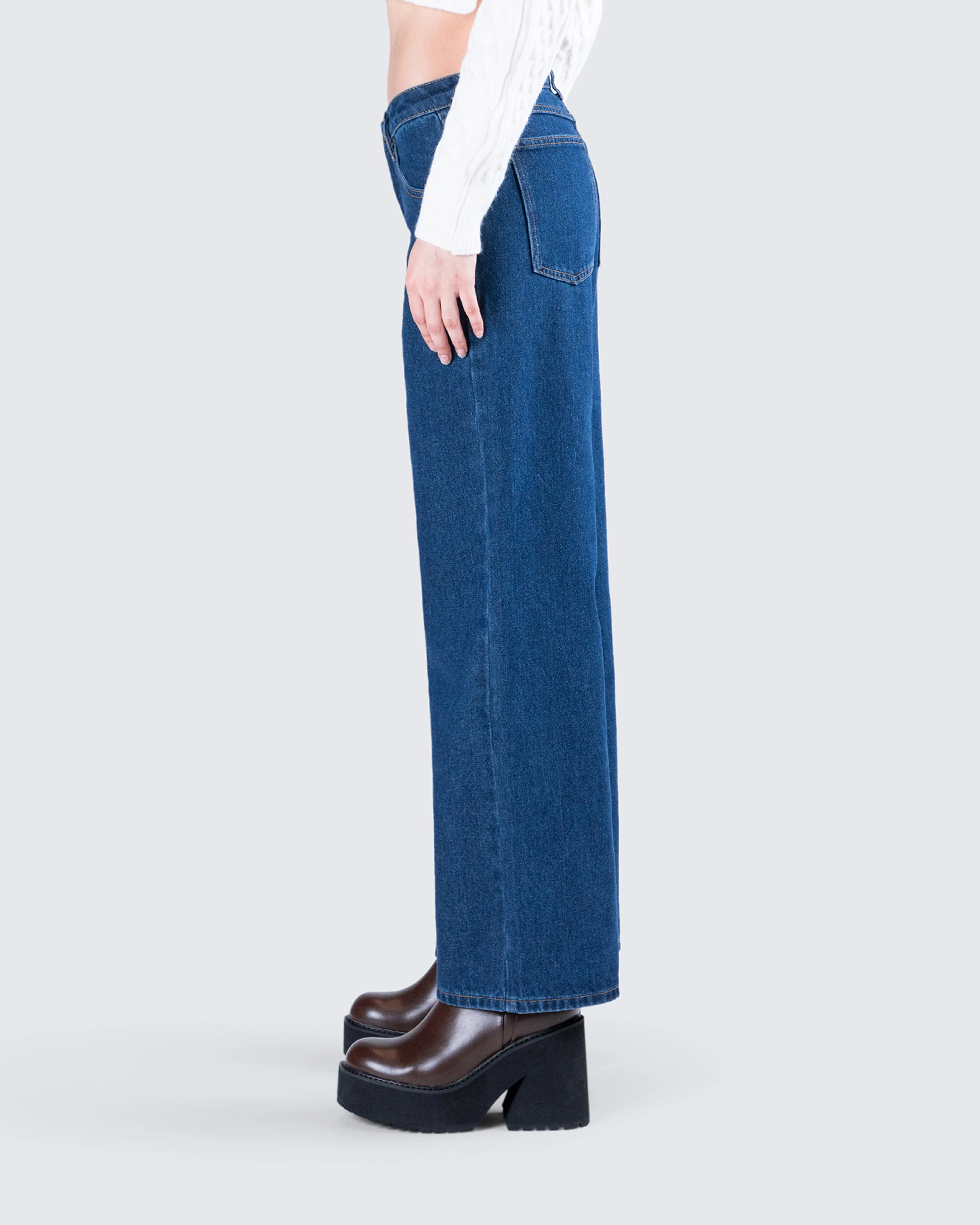 Dulcie Blue Denim Wide Leg Jean - Image 4