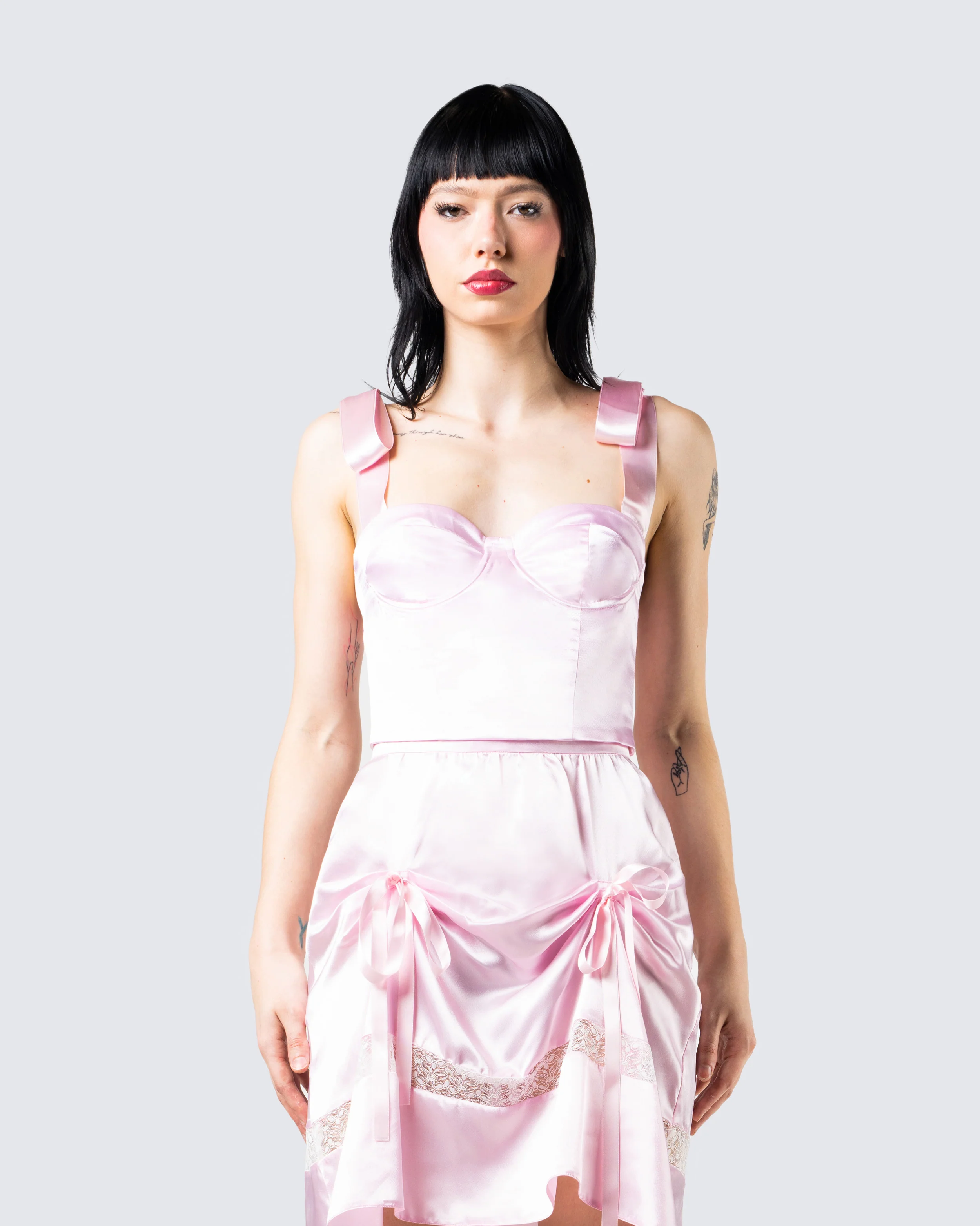 Edith Pink Satin Corset Top - Image 4