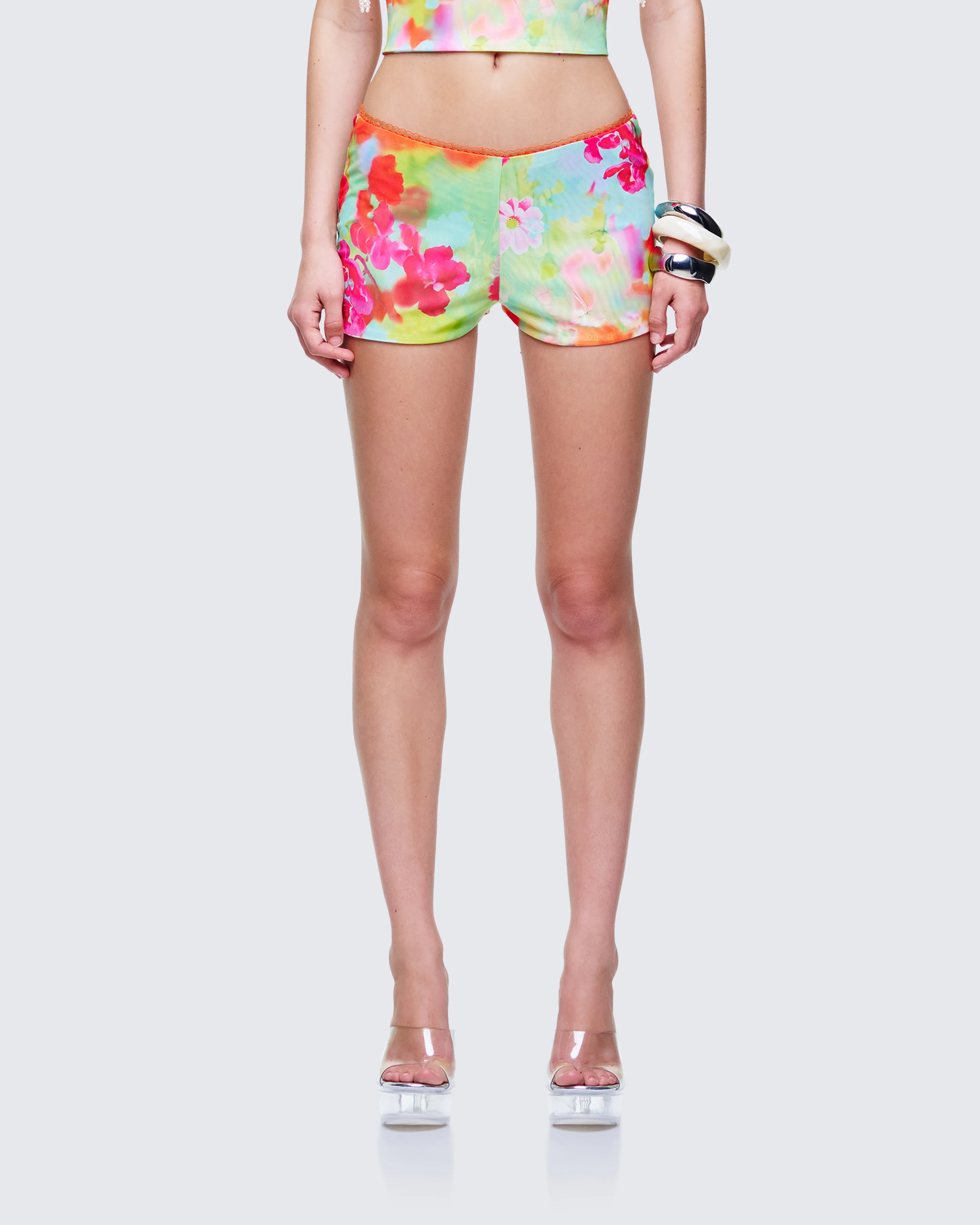 Eira Multi Printed Mesh Micro Shorts - Image 2