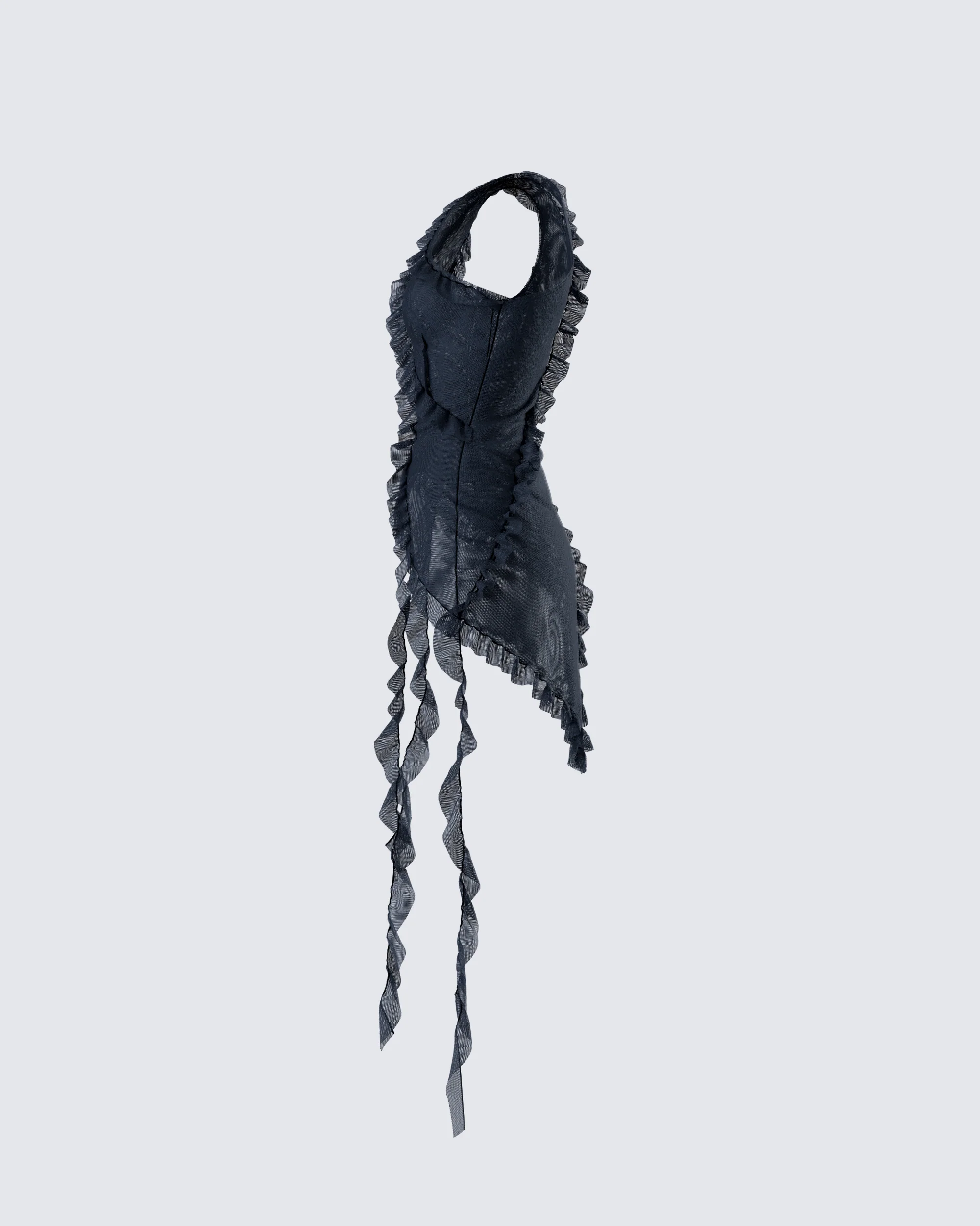 Ekaterina Black Mesh Ruffle Top - Image 2