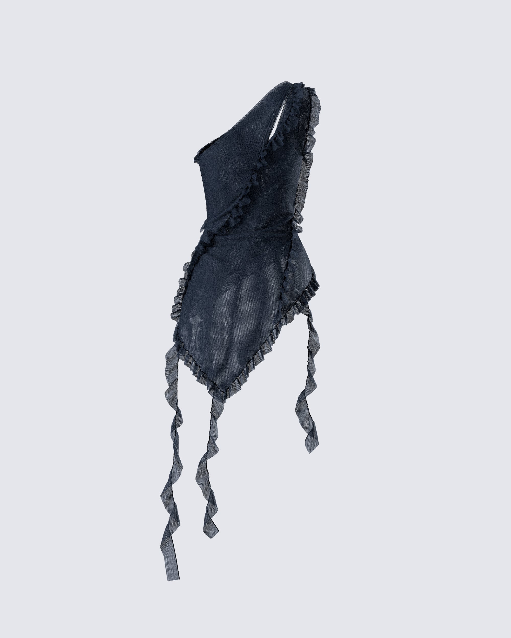 Ekaterina Black Mesh Ruffle Top - Image 3