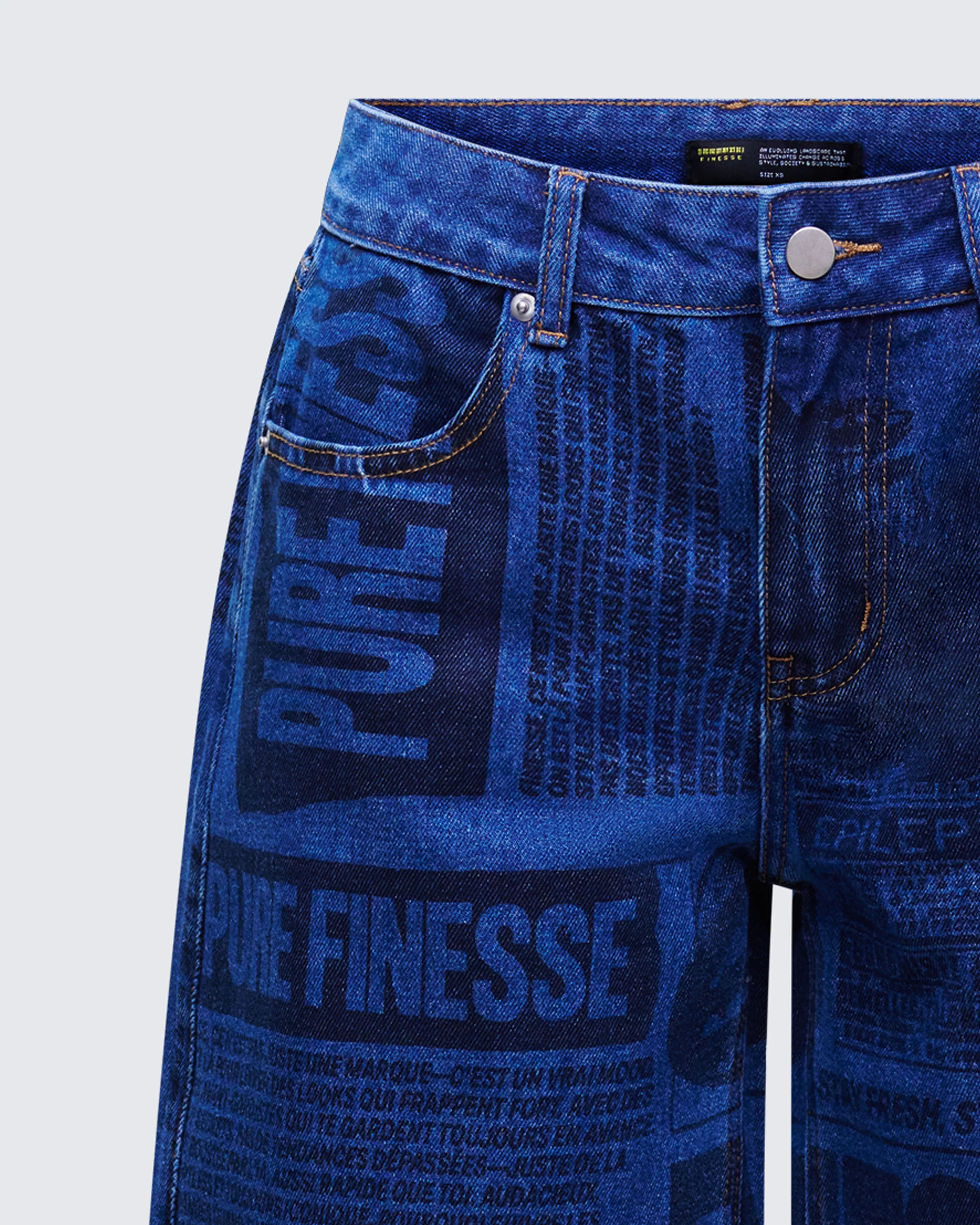 Electra Blue Denim Printed Jorts - Image 6