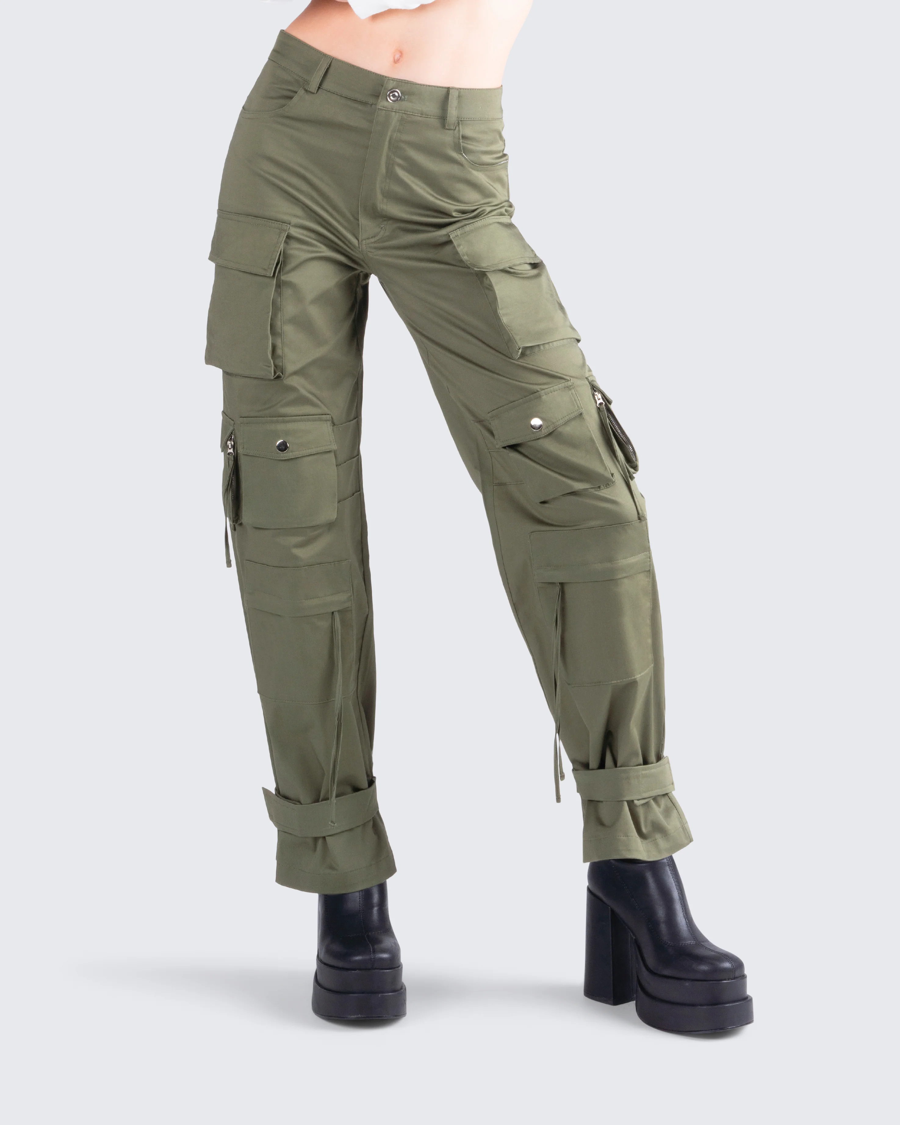 Eleni Olive Utility Pocket Pant - Image 8