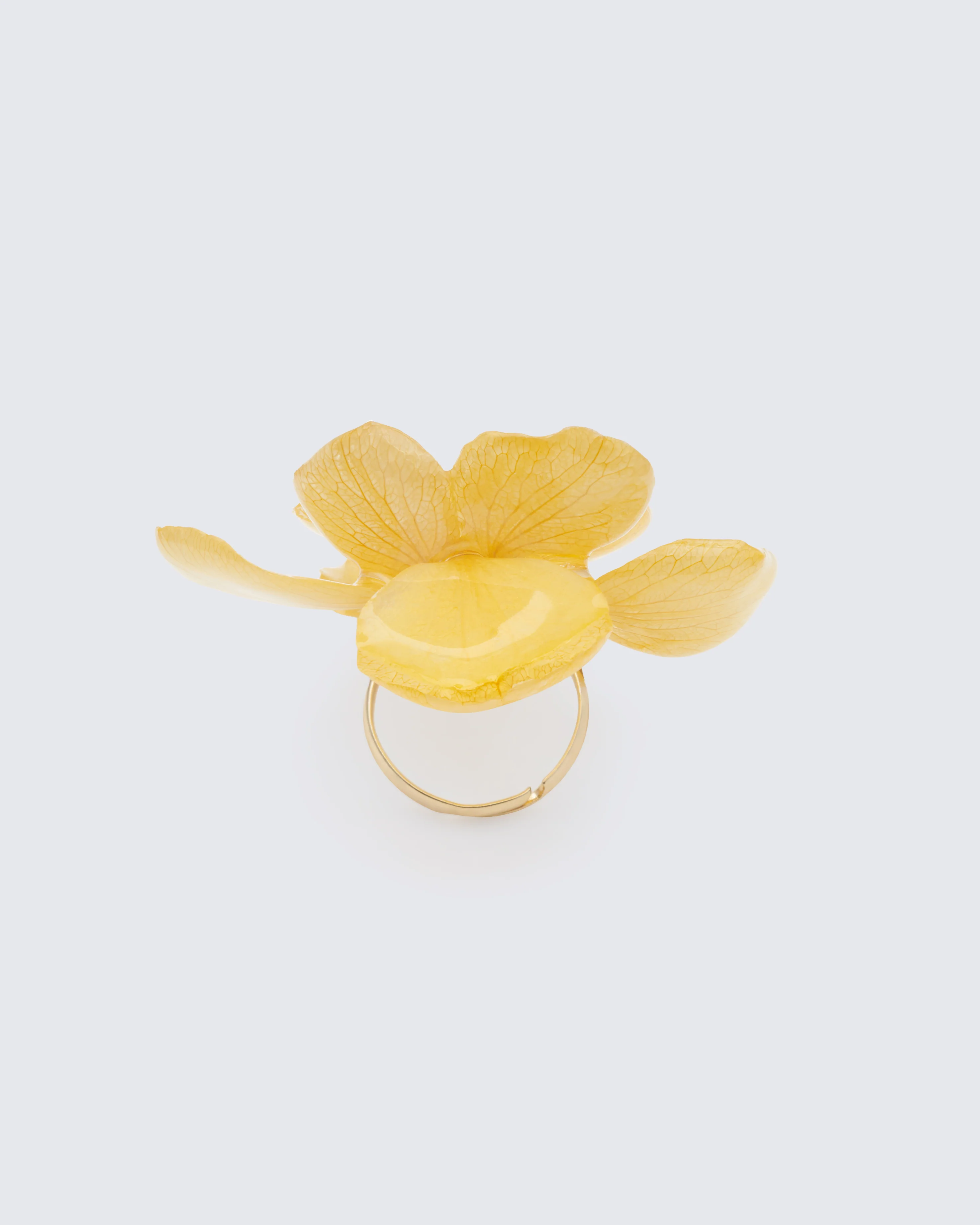 Elin Yellow Hydrangea Flower Adjustable Ring - Image 2