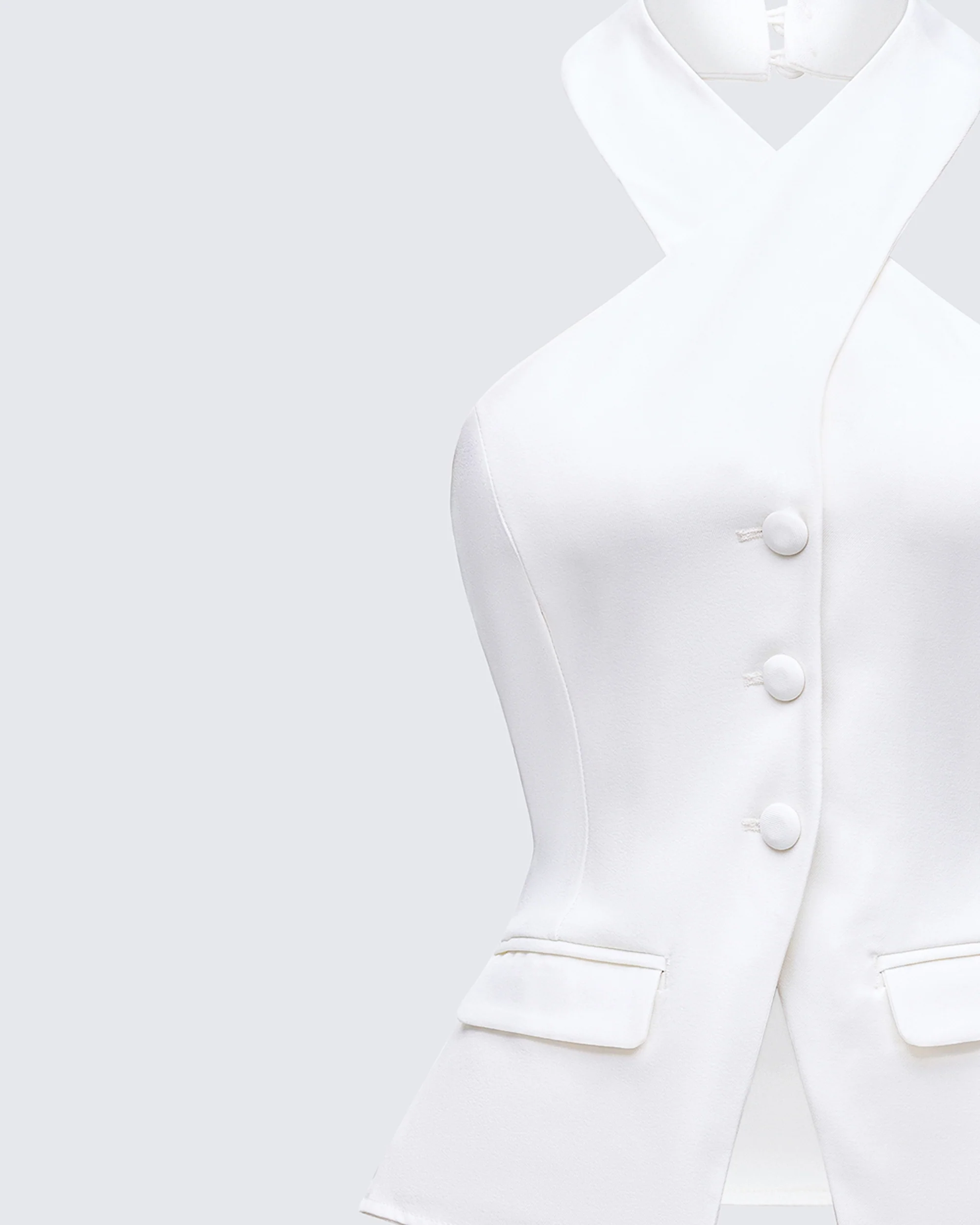 Elina Cream Halter Neck Waistcoat - Image 6