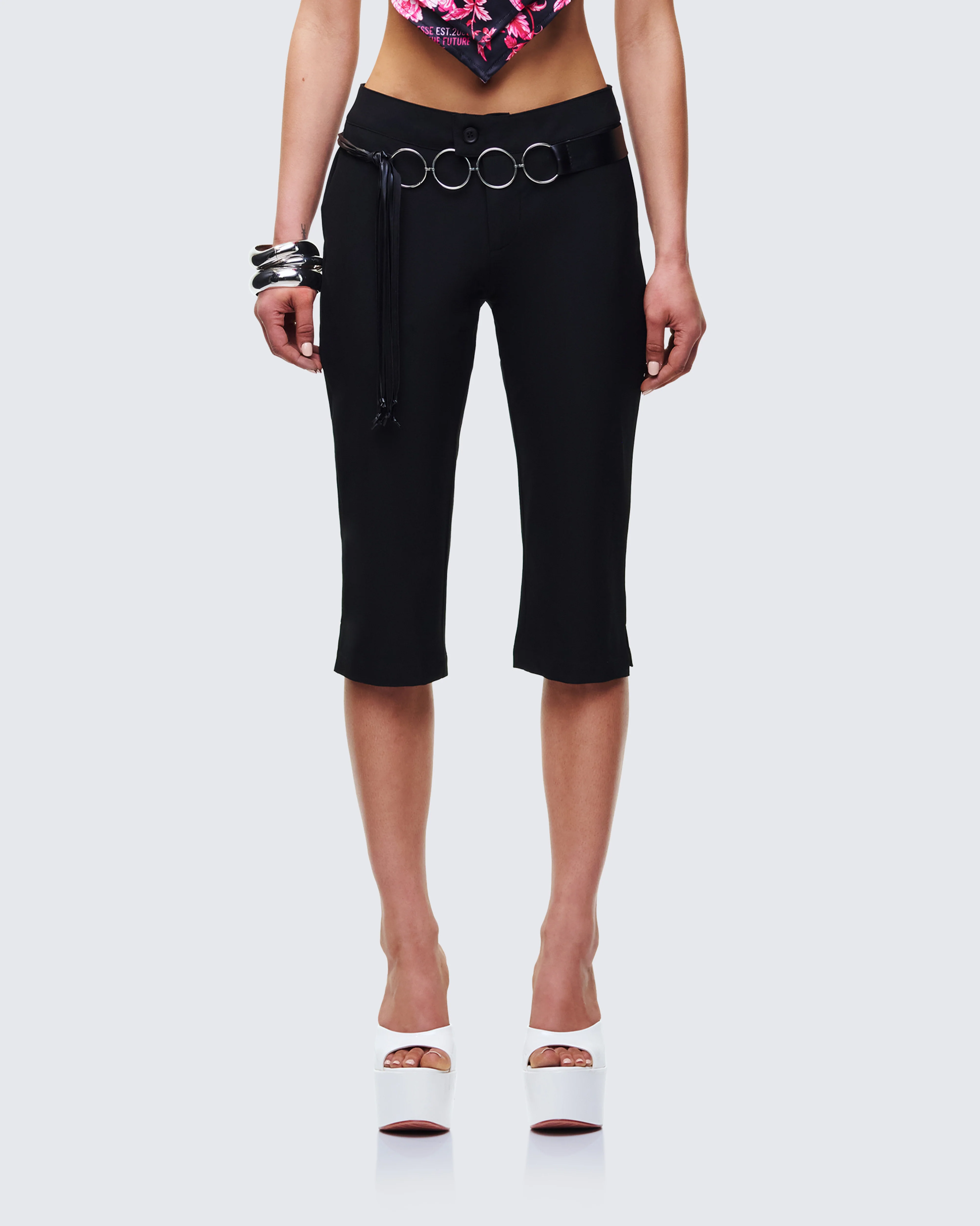 Ellie Black Woven Capri Pants - Image 2
