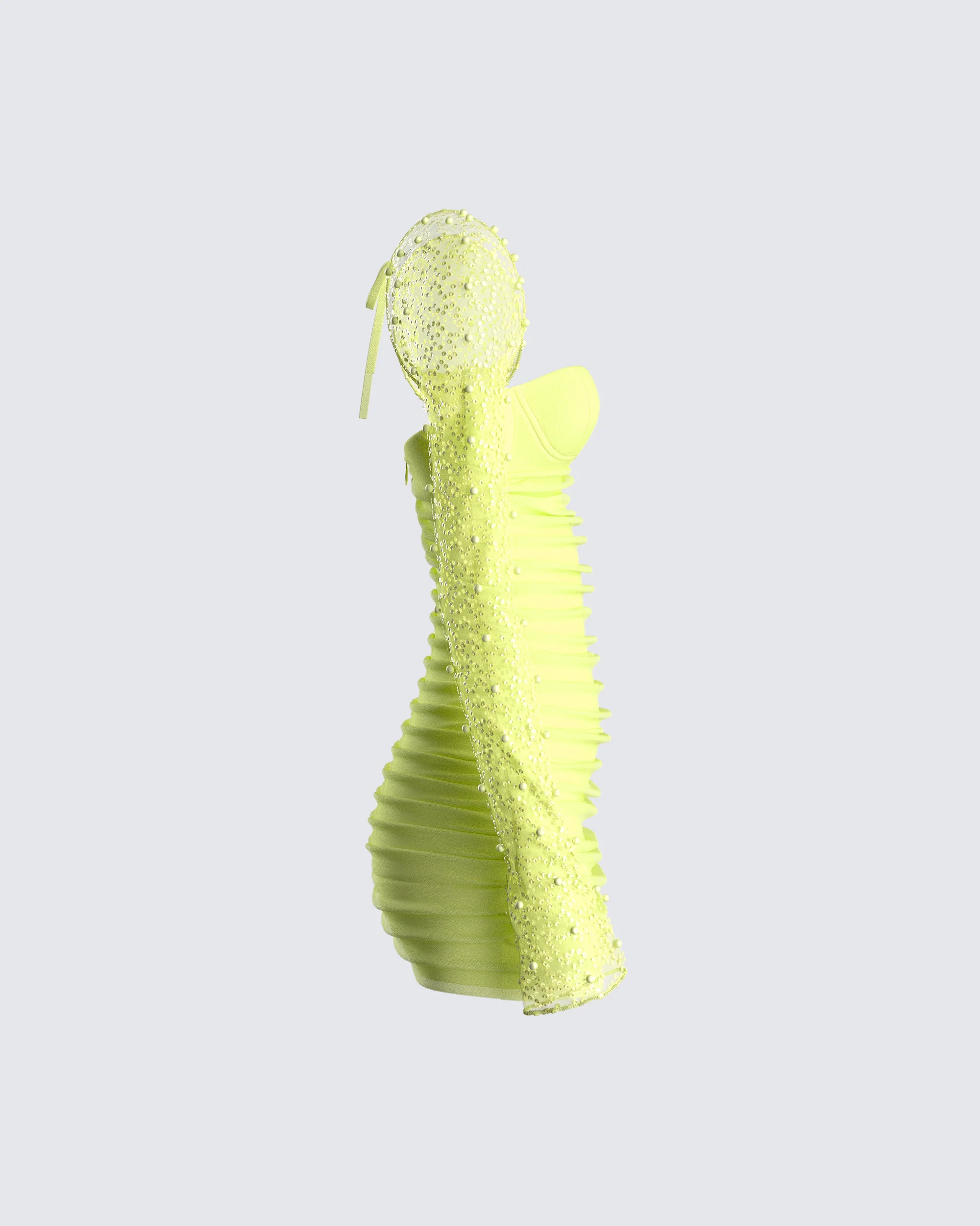 Eloise Lime Green Mesh Mini Dress - Image 2